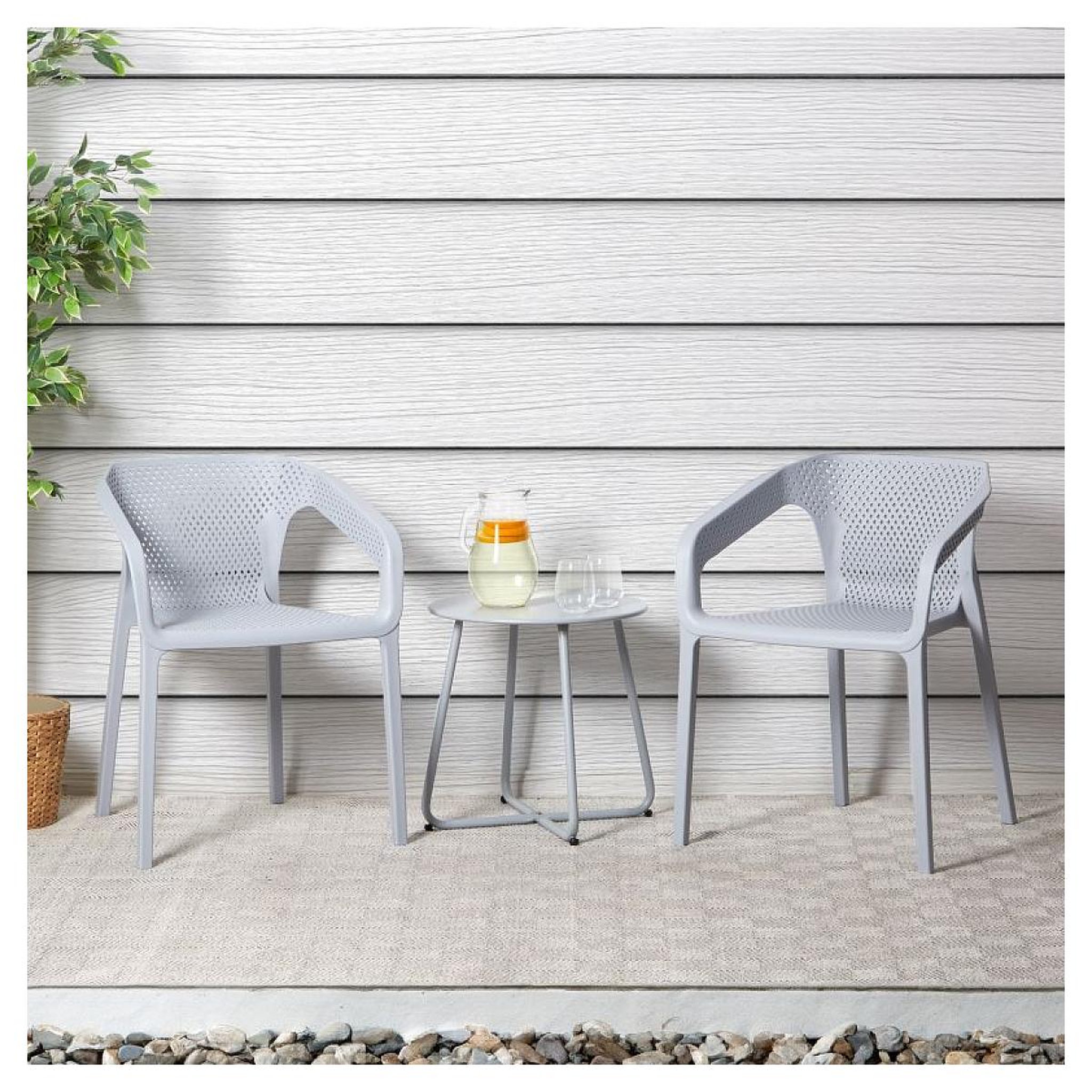 Voir la diapositive 2 : HomeStyle4U Lot de 2 chaises jardin en gris