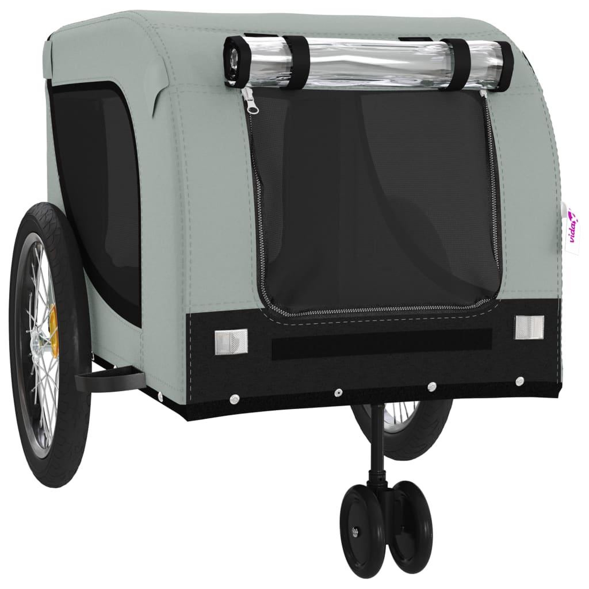 Voir la diapositive 4 : VIDAXL Remorque de velo pour animaux de compagnie gris et noir