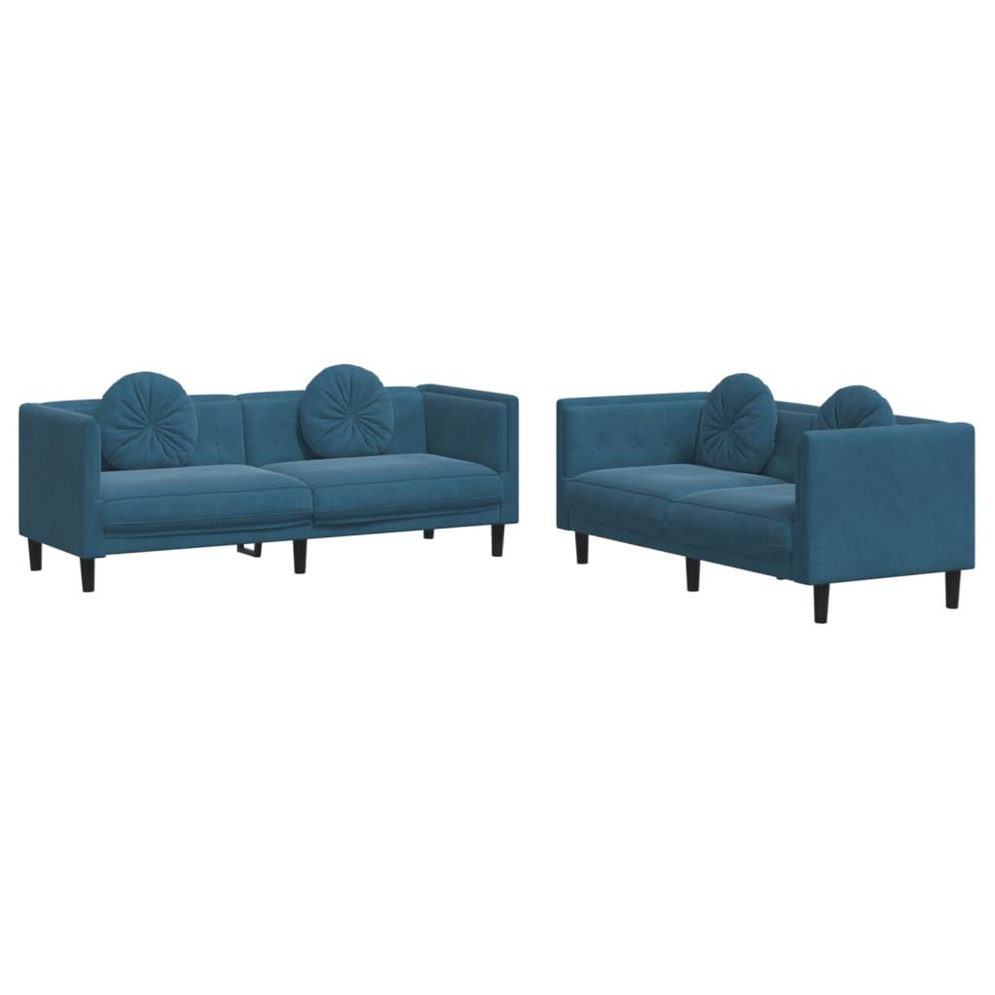 Voir la diapositive 2 : VIDAXL Ensemble de canapes 2 pcs avec coussins bleu velours