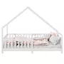 IDIMEX Lit cabane CORA lit enfant simple montessori asymétrique en bois 90 x 190 cm en pin massif lasuré blanc