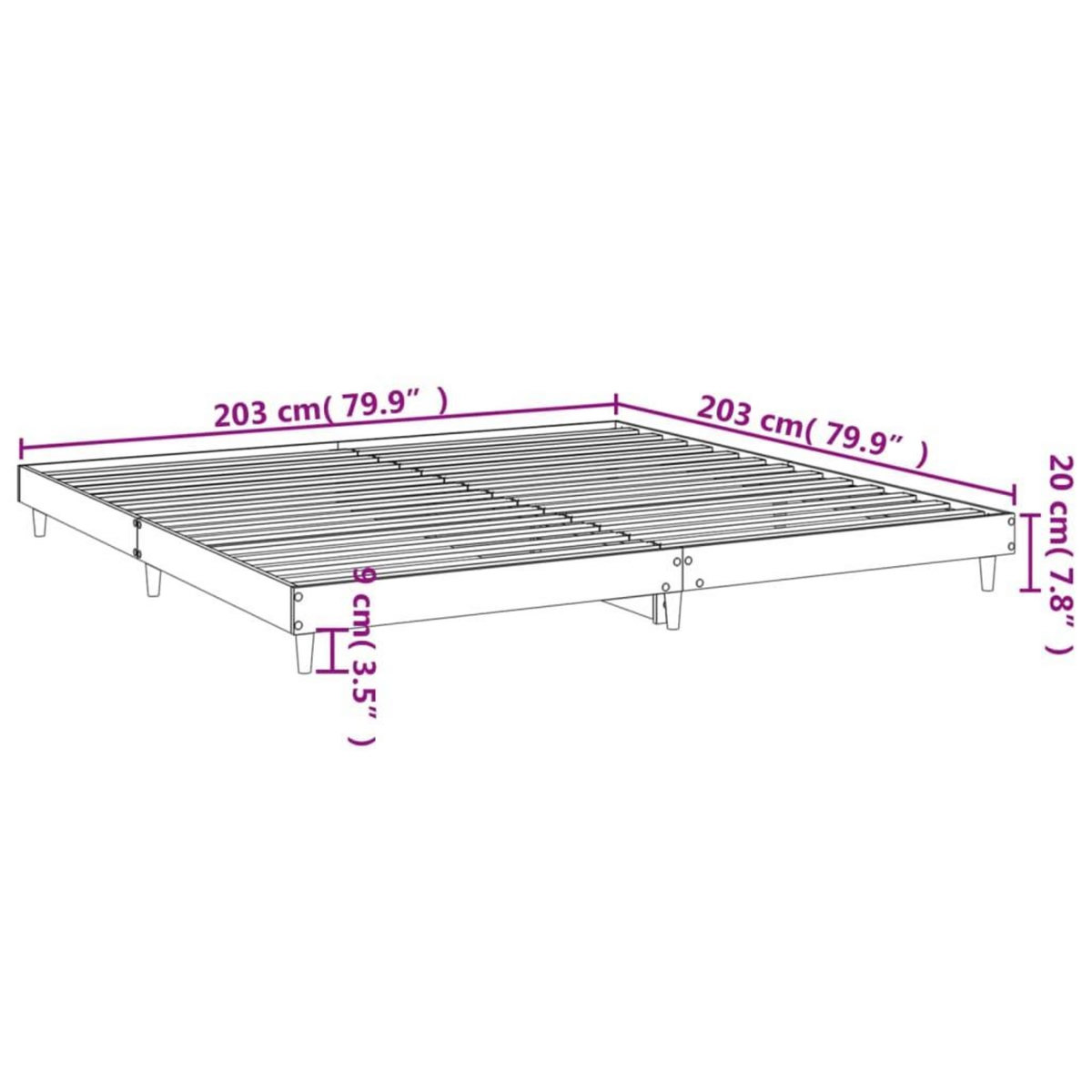 VIDAXL Cadre de lit sans matelas sonoma gris 200x200 cm