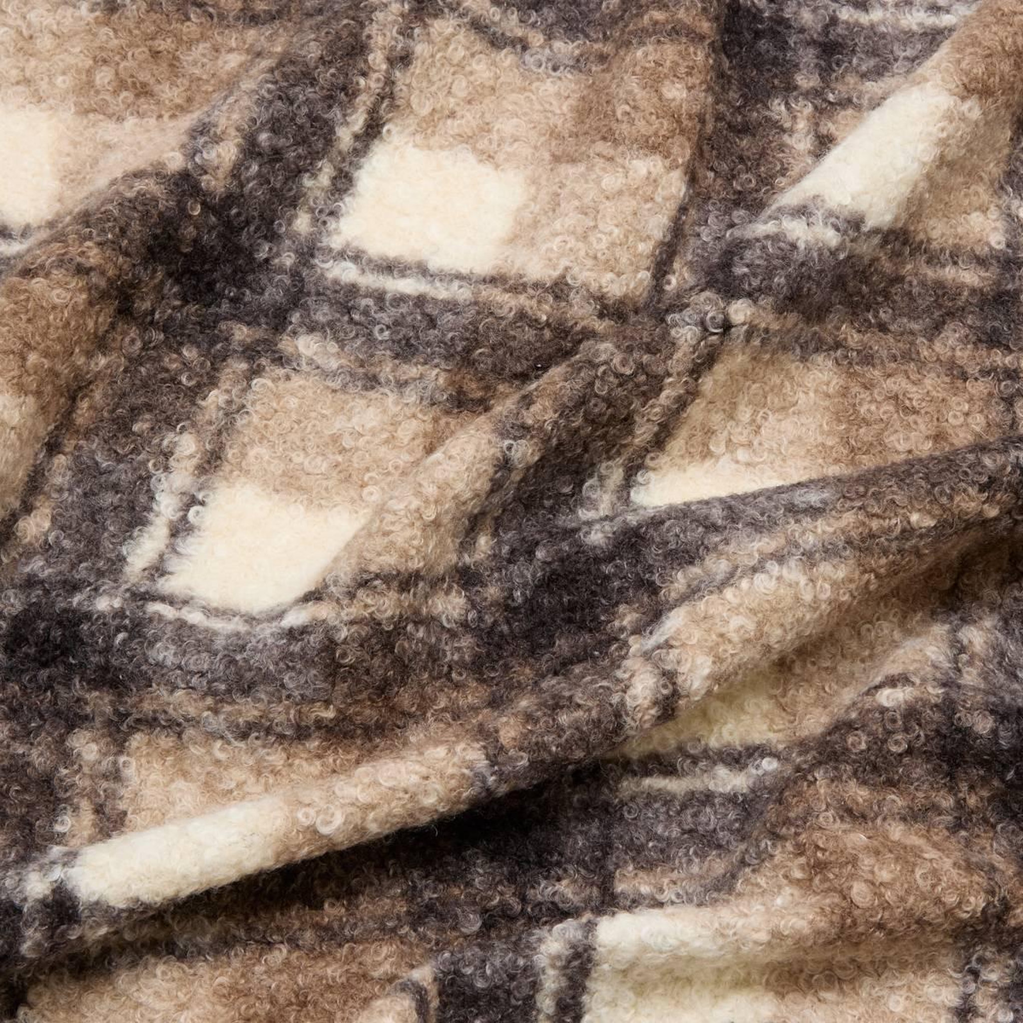 Voir la diapositive 4 : ATMOSPHERA Plaid bouclette à carreaux   automne  130x170cm beige