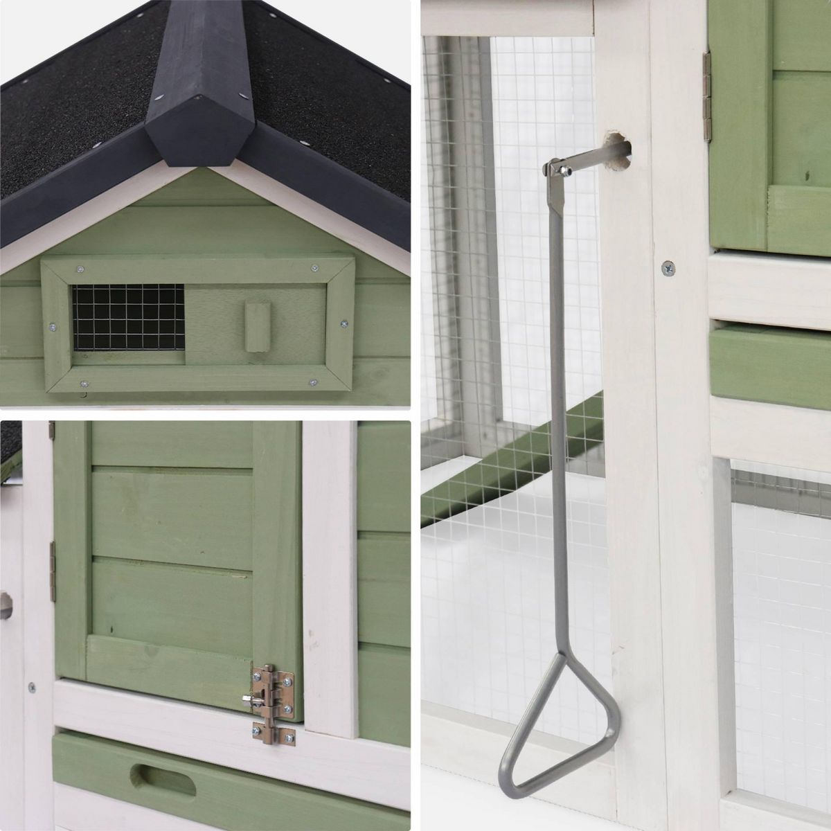 SWEEEK Poulailler en bois GALINETTE, 3 poules, cage à poule avec enclos