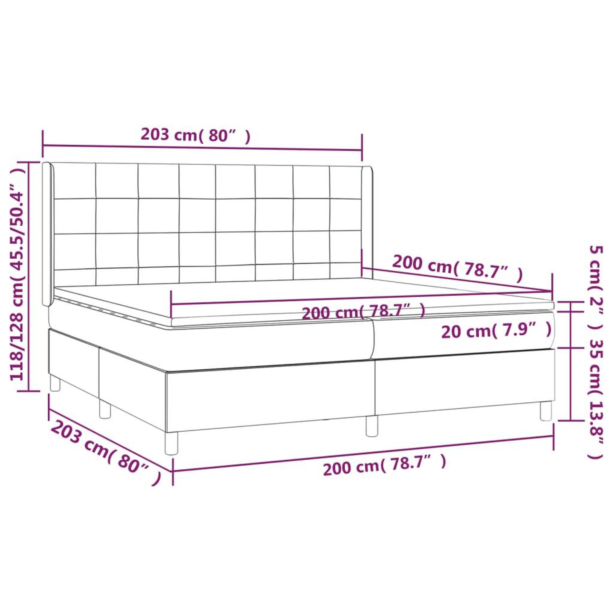Voir la diapositive 6 : VIDAXL Sommier a lattes de lit avec matelas Marron fonce 200x200 cm