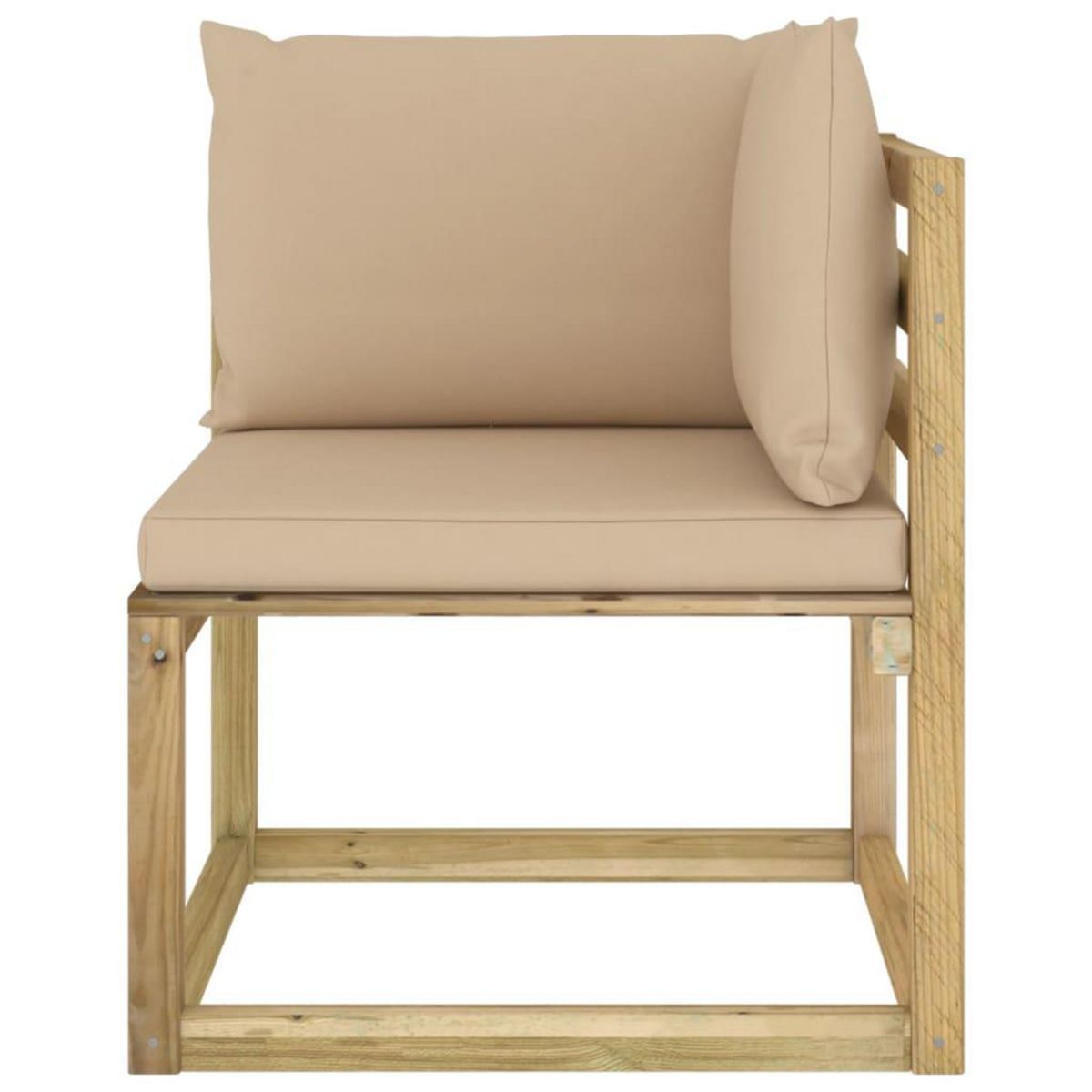 VIDAXL Canape d'angle de jardin avec coussins Bois impregne de vert