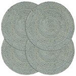 VIDAXL Napperons 4 pcs Vert olive Plain 38 cm Rond Jute