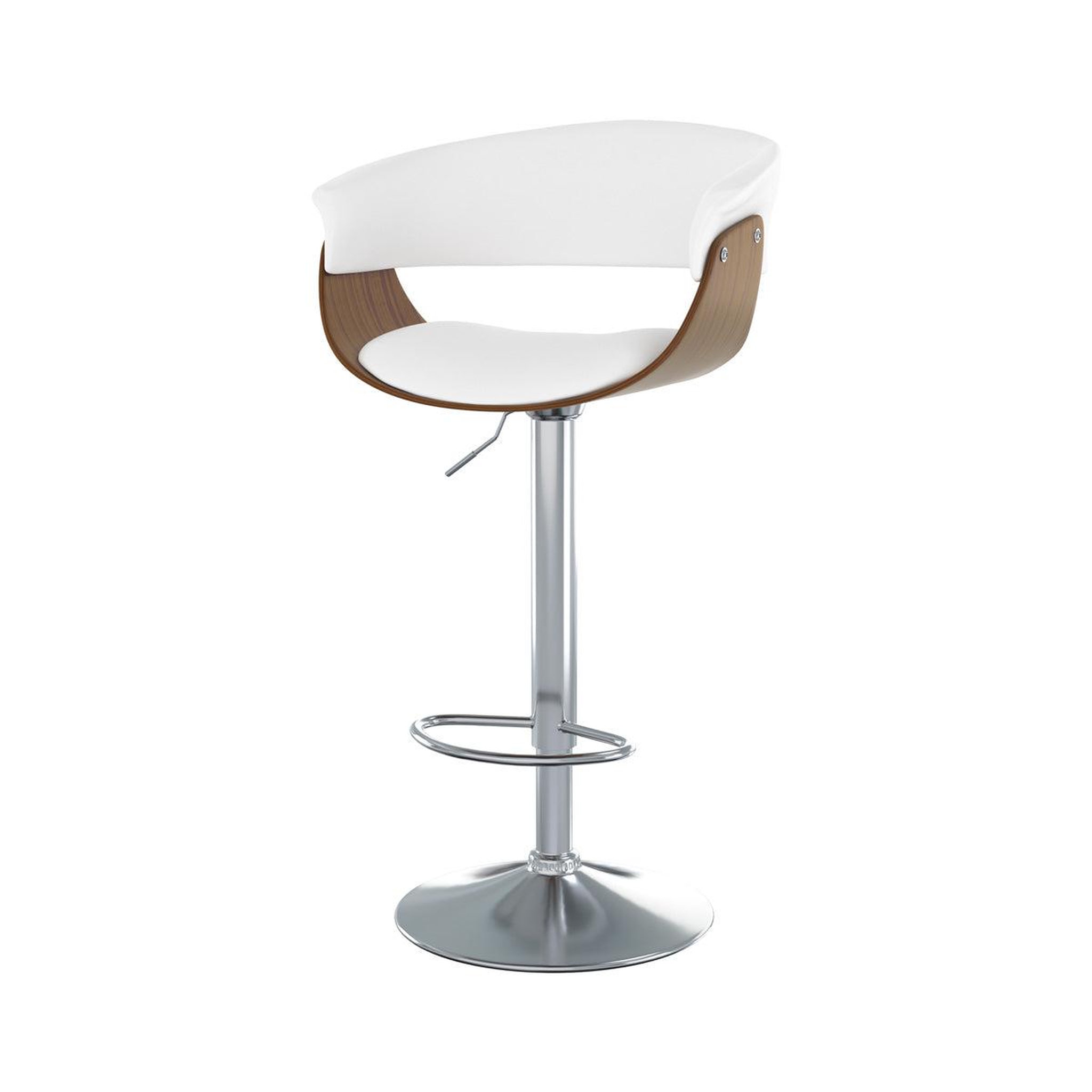 MAISON PAVANE Chaise de bar réglable et pivotante 59/81 cm en cuir synthétique blanc-basile
