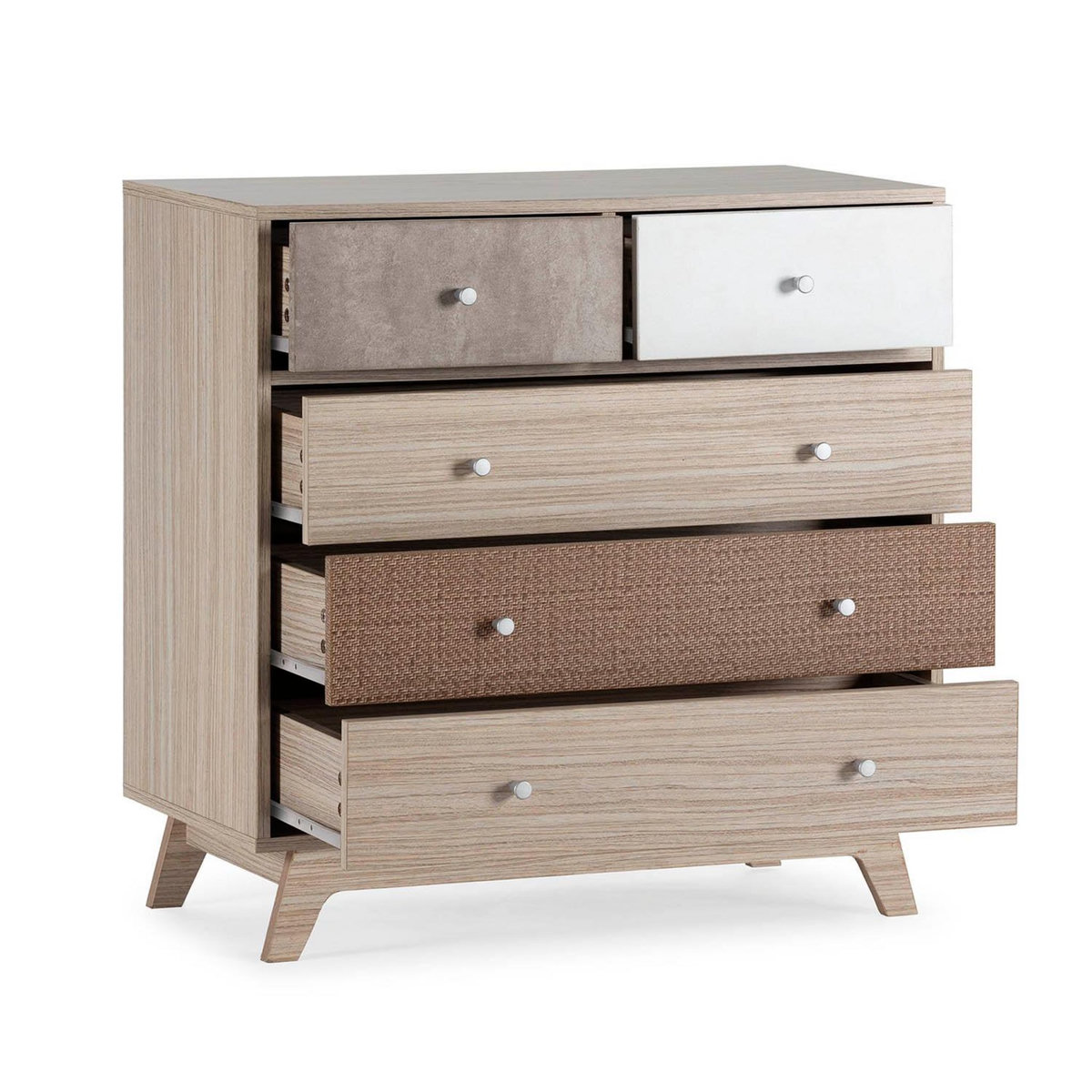 VS VENTA-STOCK Commode de nuit Maia 5 tiroirs multicolores