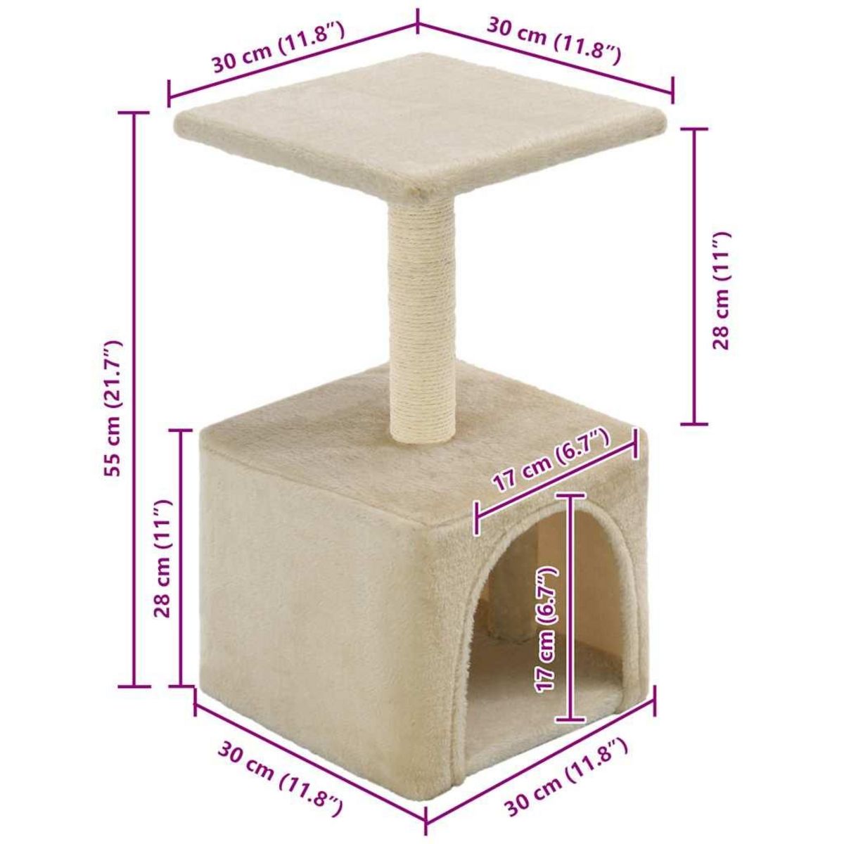 VIDAXL Arbre a chat avec griffoirs en sisal 55 cm Beige