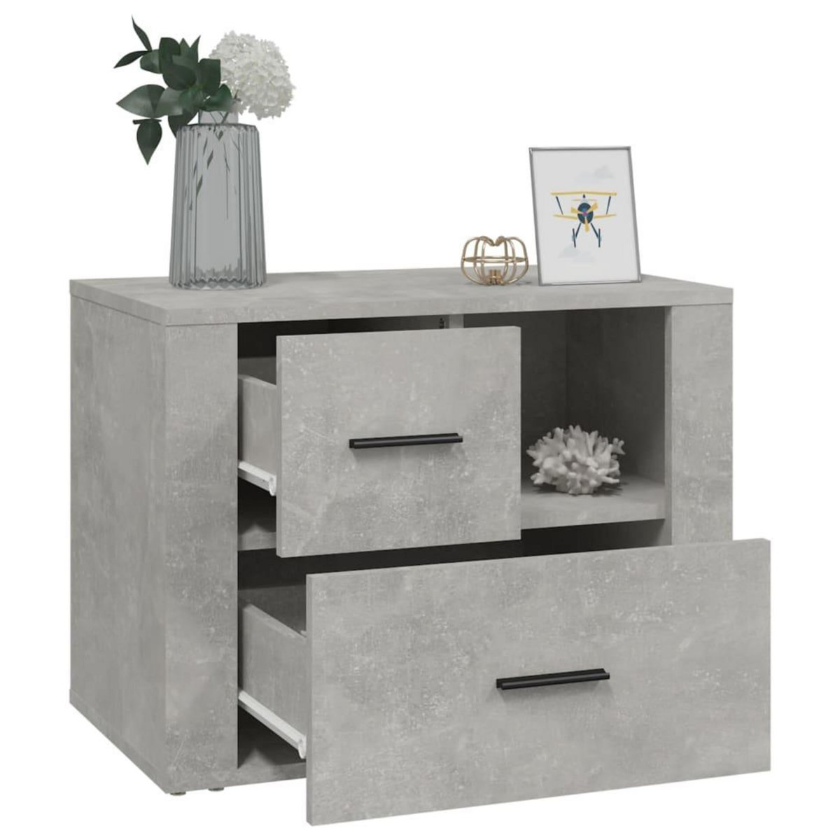 VIDAXL Table de chevet Gris beton 60x36x45 cm Bois d'ingenierie