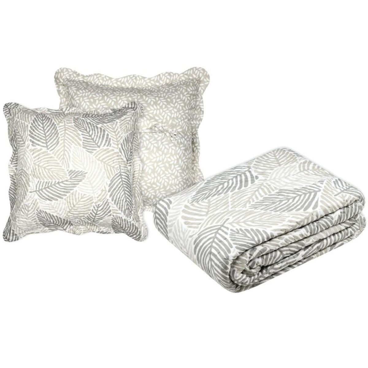 Lovely Casa Couvre lit boutis réversible 260x240 avec 2 taies d'oreiller