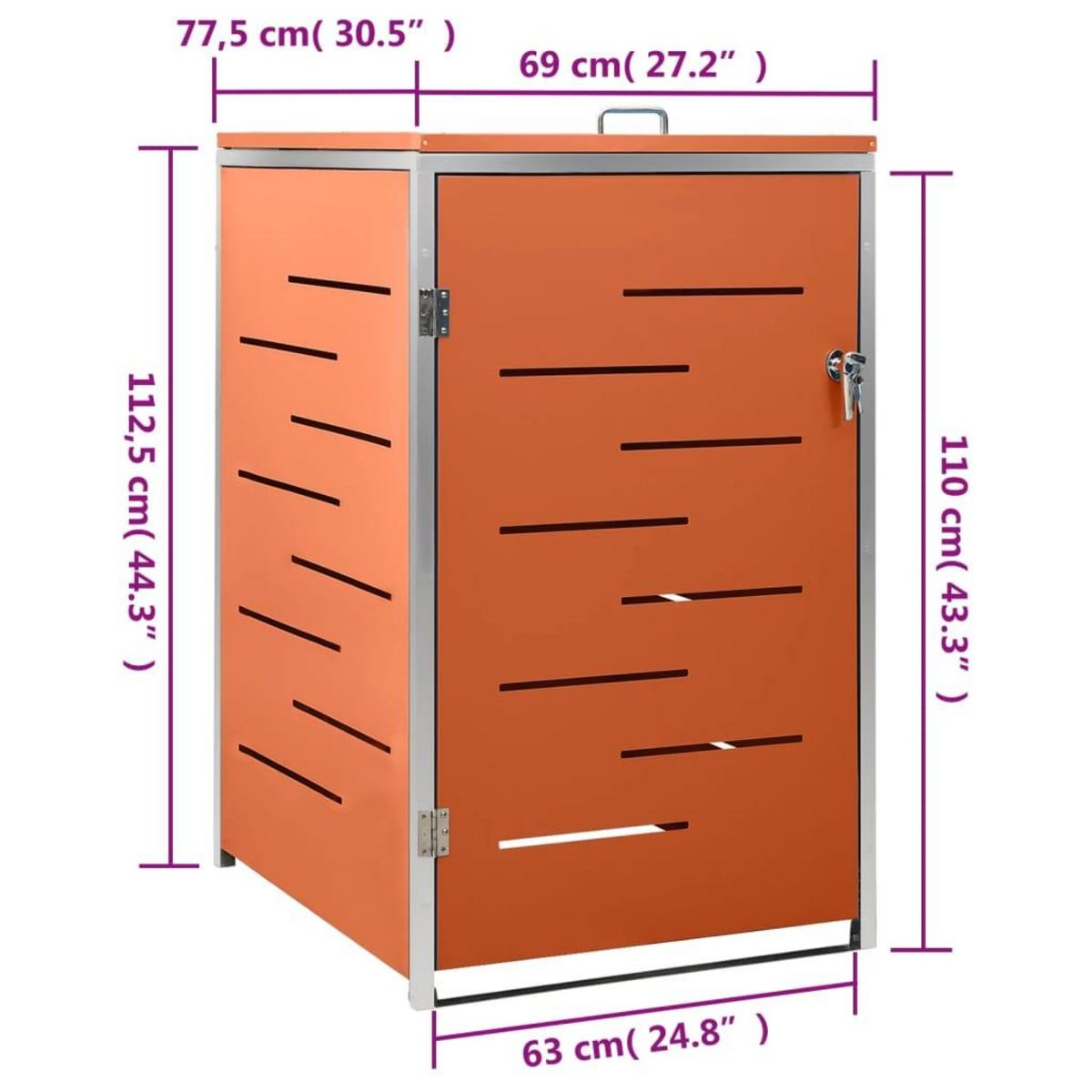 VIDAXL Abri pour poubelle 69x77,5x112,5 cm Inox