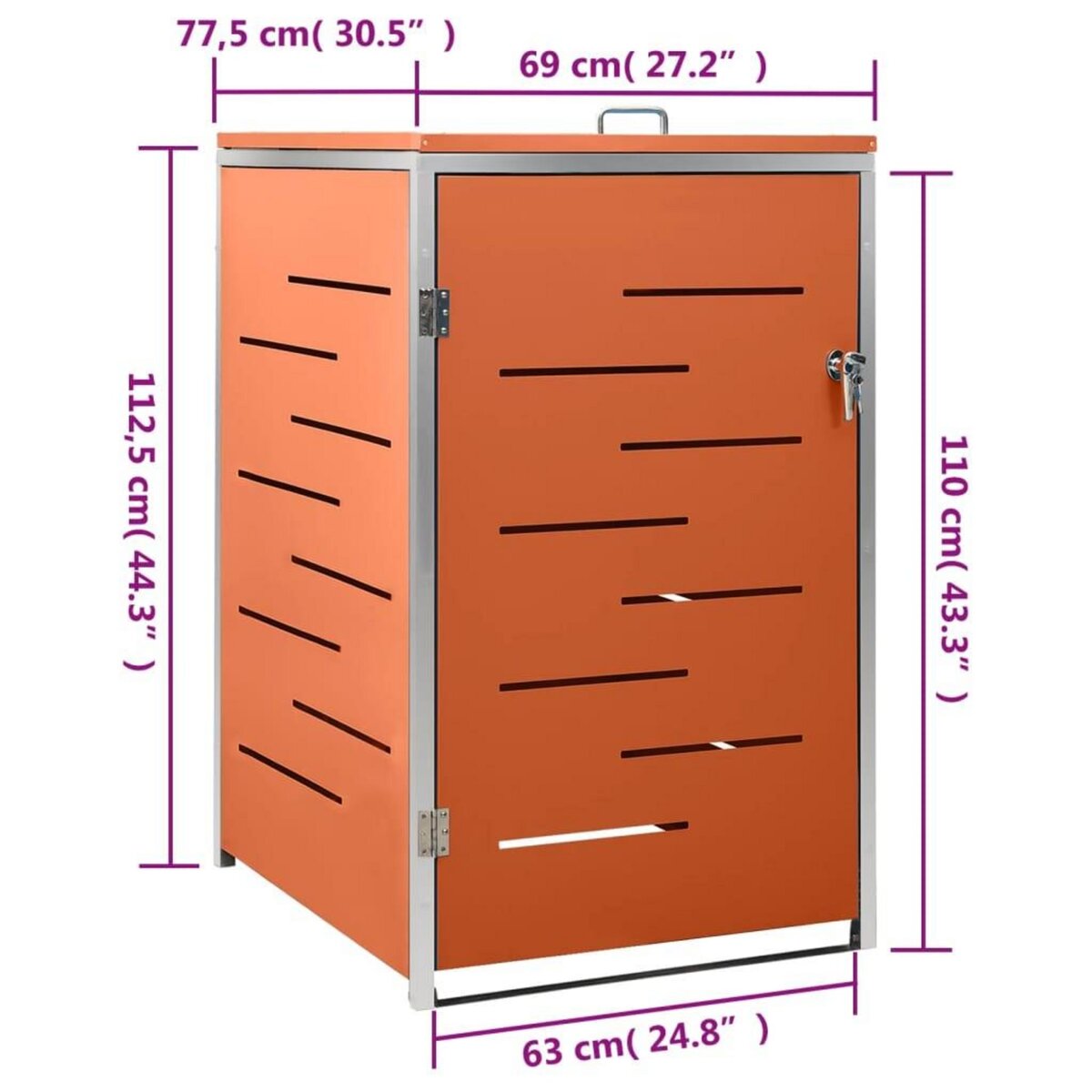 VIDAXL Abri pour poubelle 69x77,5x112,5 cm Inox