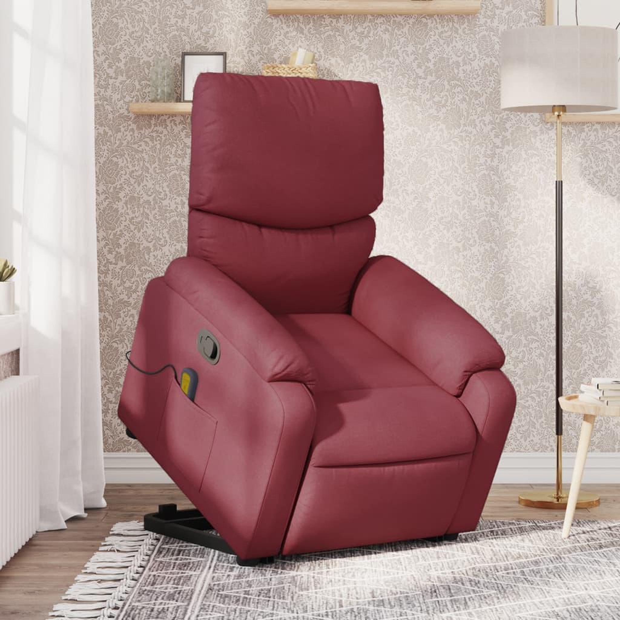 VIDAXL Fauteuil inclinable de massage Rouge bordeaux Tissu