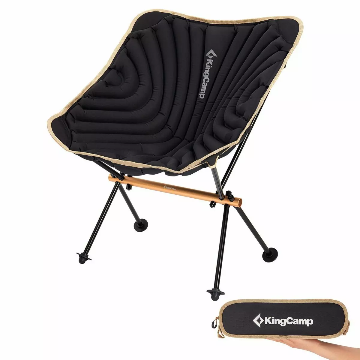 KINGCAMP Chaise de camping gonflable - Kingcamp - Noir - Sac de transport inclus