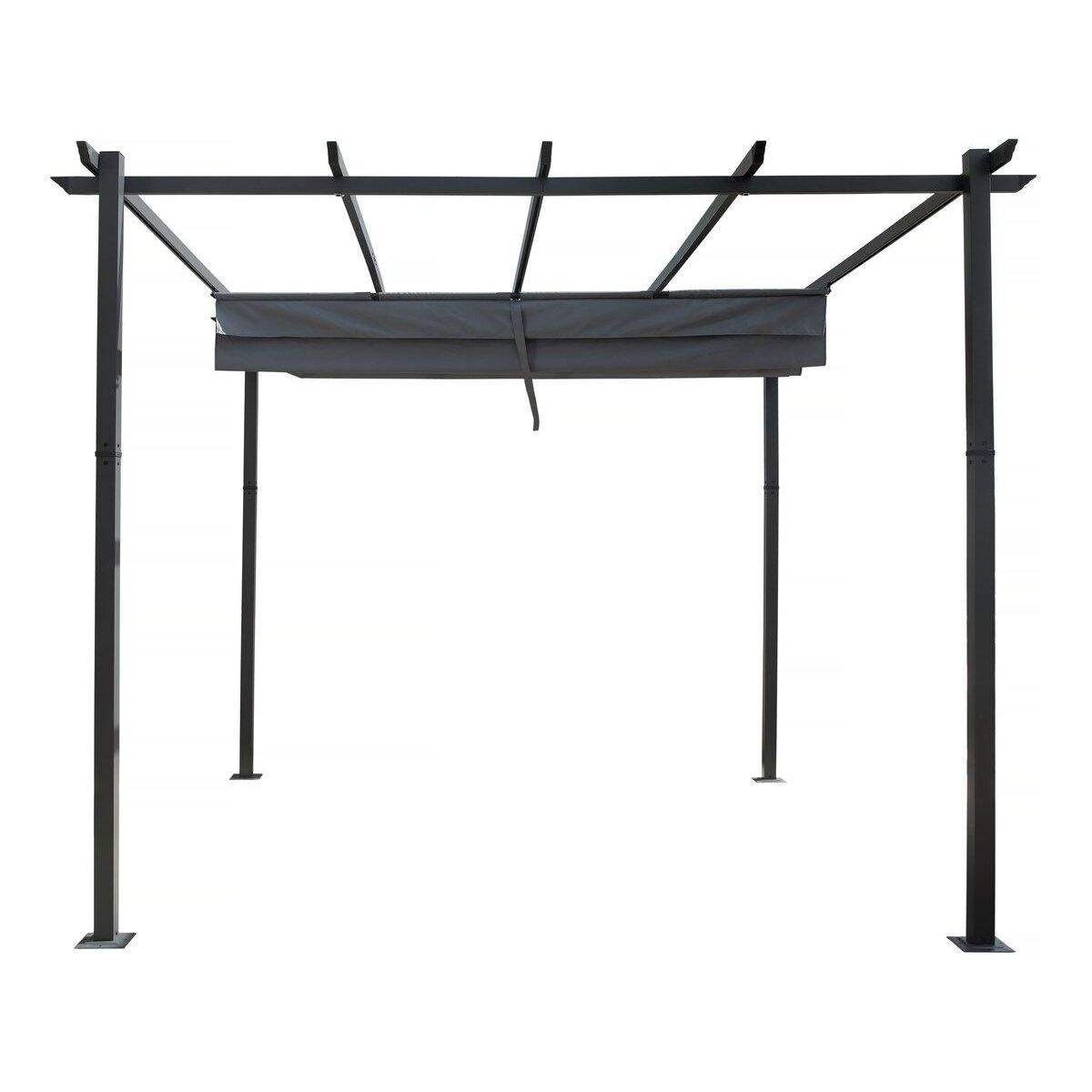 Habitat et Jardin Pergola en aluminium avec toit rétractable - 3 x 3 m - Gris