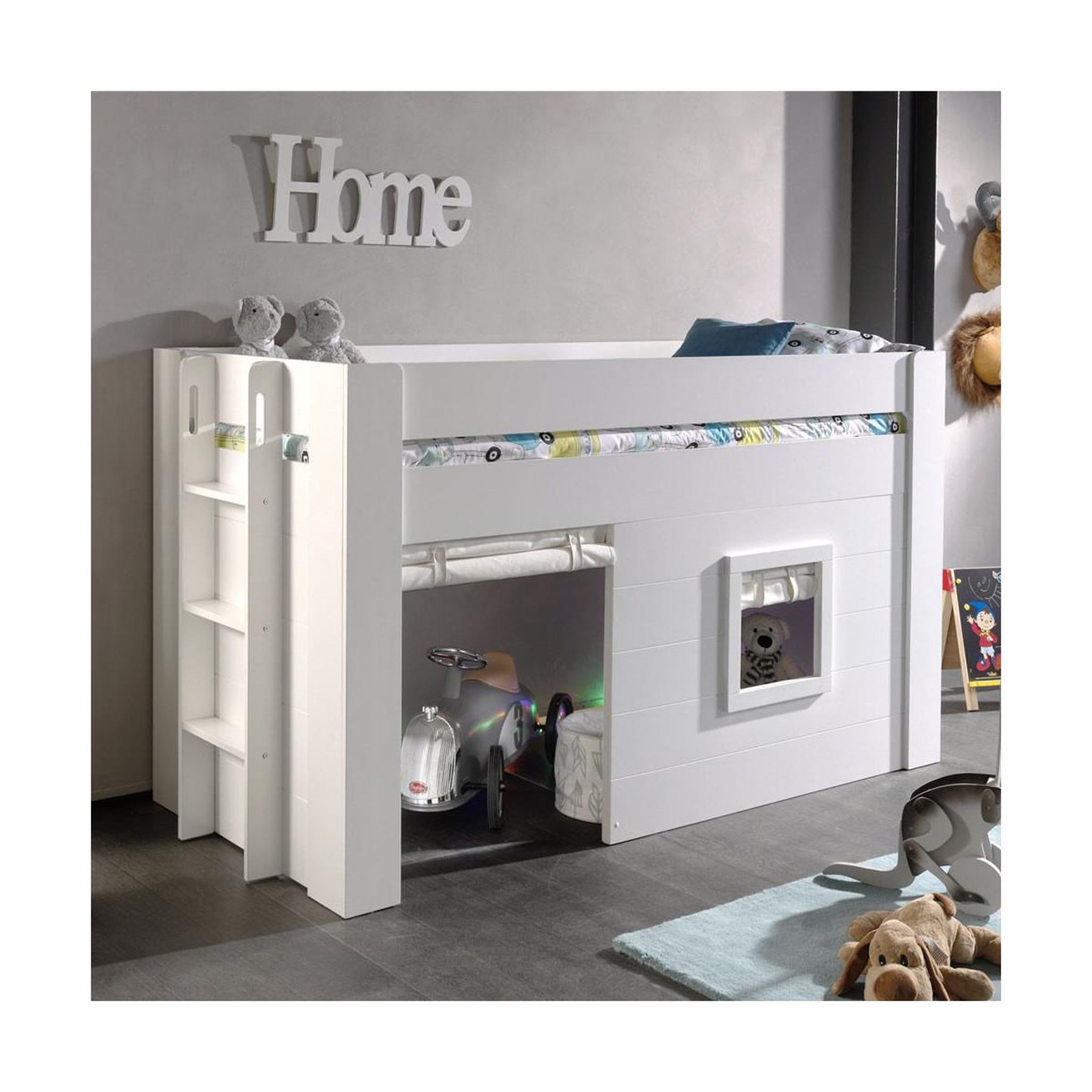 Voir la diapositive 2 : Paris Prix Lot de 2 rideaux pour lit enfant cabane  noah  beige