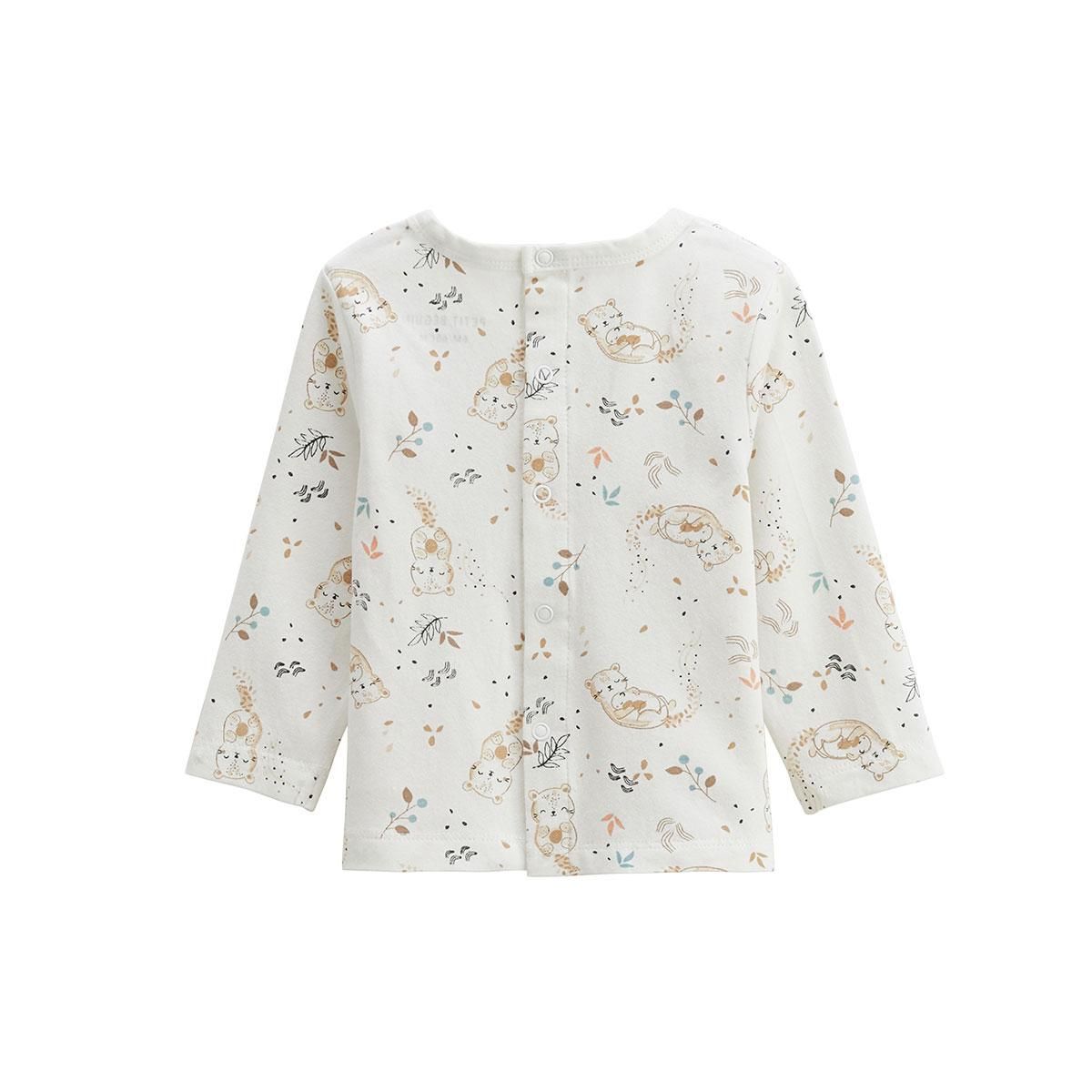 Petit Béguin Ensemble salopette bébé en molleton et t-shirt Mini Loutre