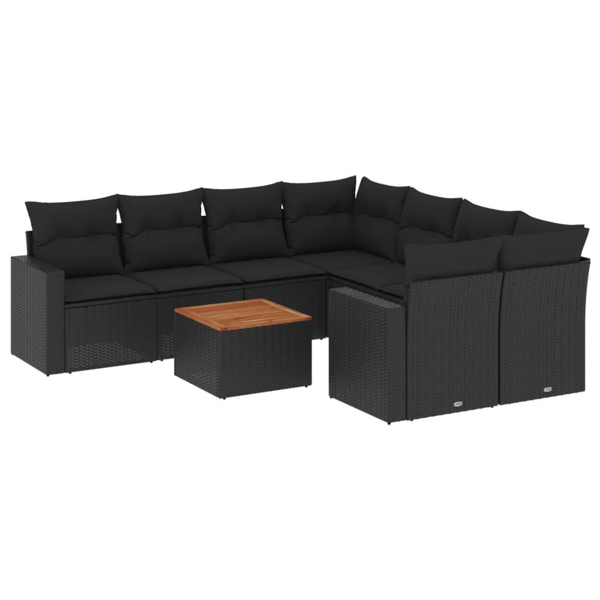 Voir la diapositive 2 : VIDAXL Salon de jardin 9 pcs avec coussins noir resine tressee