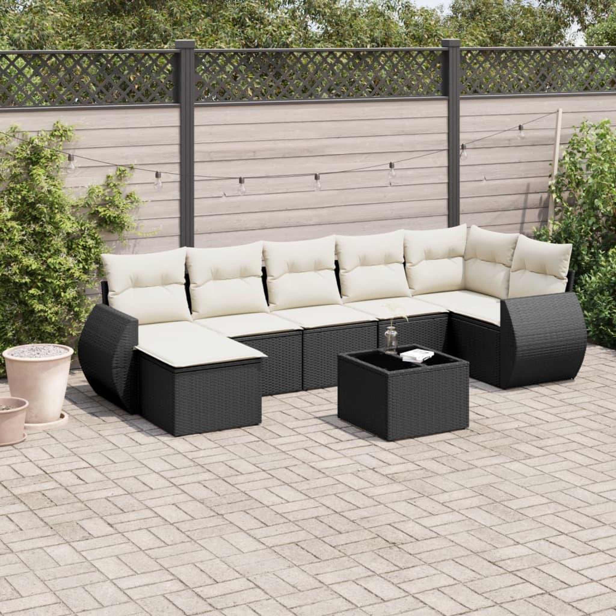 VIDAXL Salon de jardin 8 pcs avec coussins noir resine tressee