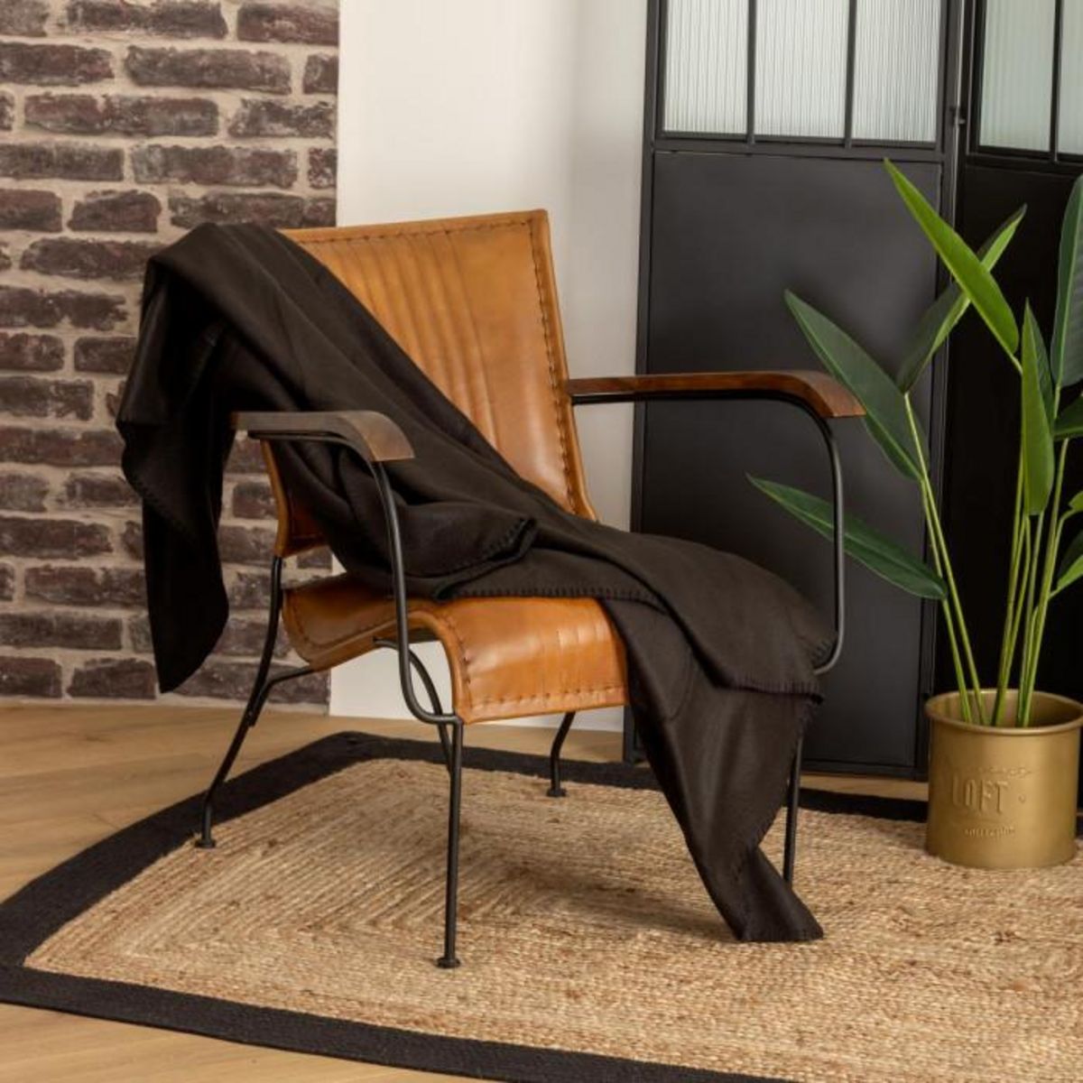 ATMOSPHERA Plaid Polaire  Jeremy  125x150cm Noir