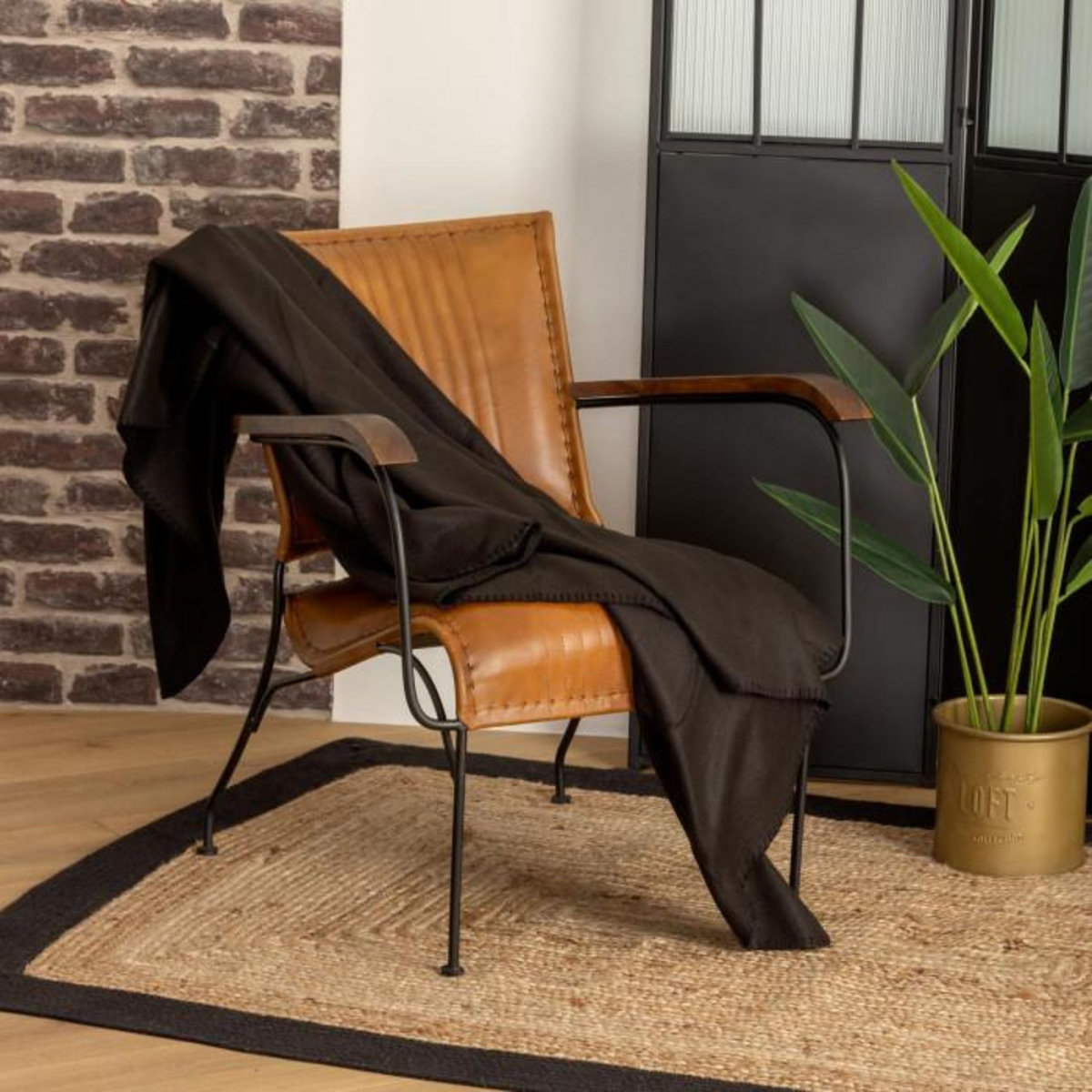 ATMOSPHERA Plaid Polaire  Jeremy  125x150cm Noir