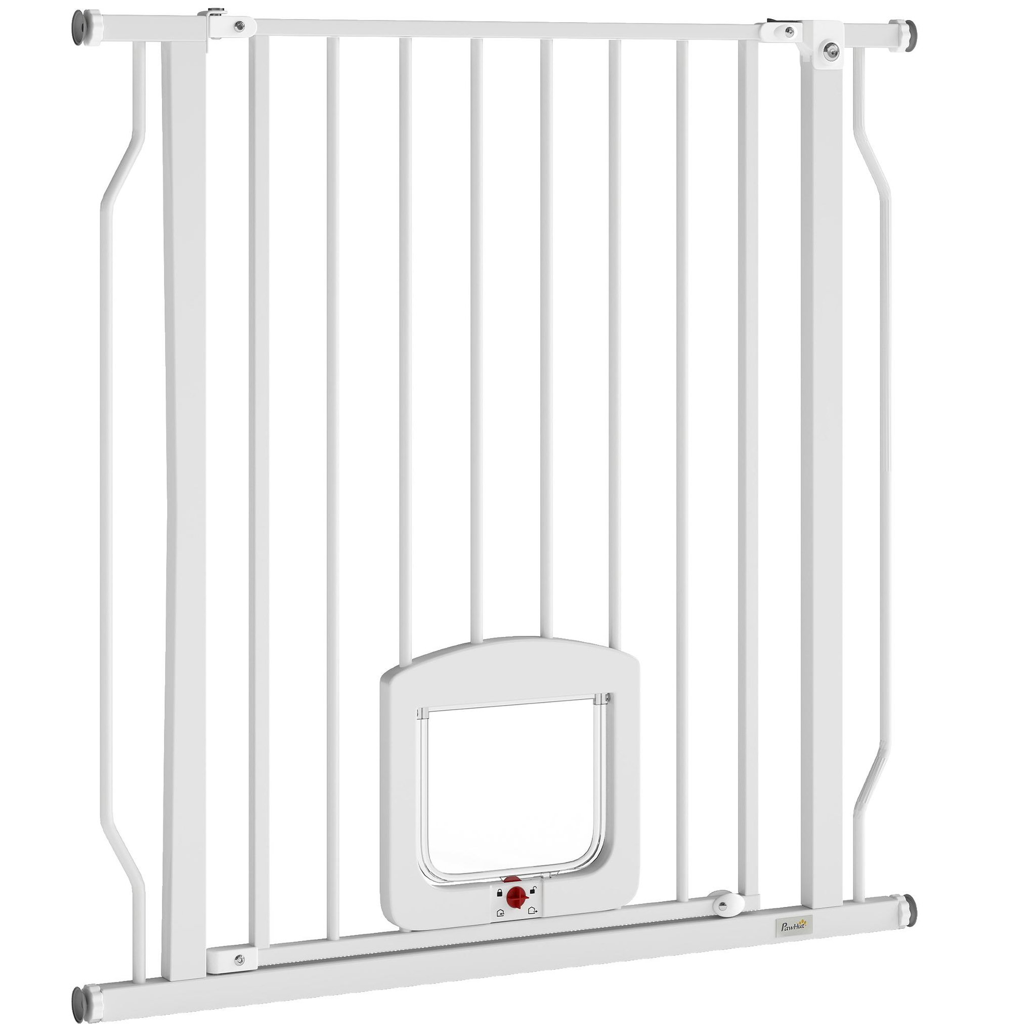 Voir la diapositive 5 : PAWHUT Barrière de sécurité chien extensible 75-85 cm fixation par pression sans percer h.76 cm blanc