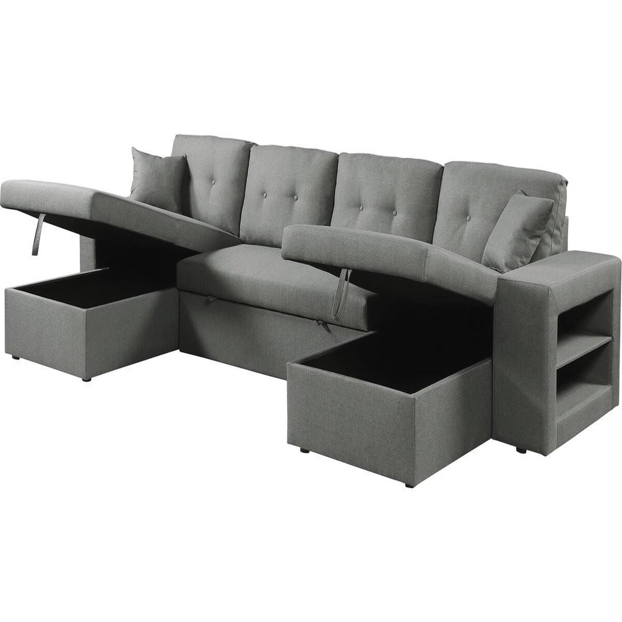 Voir la diapositive 4 : Habitat et Jardin Canapé d'angle panoramique convertible en tissu  axel  - 4 places - gris