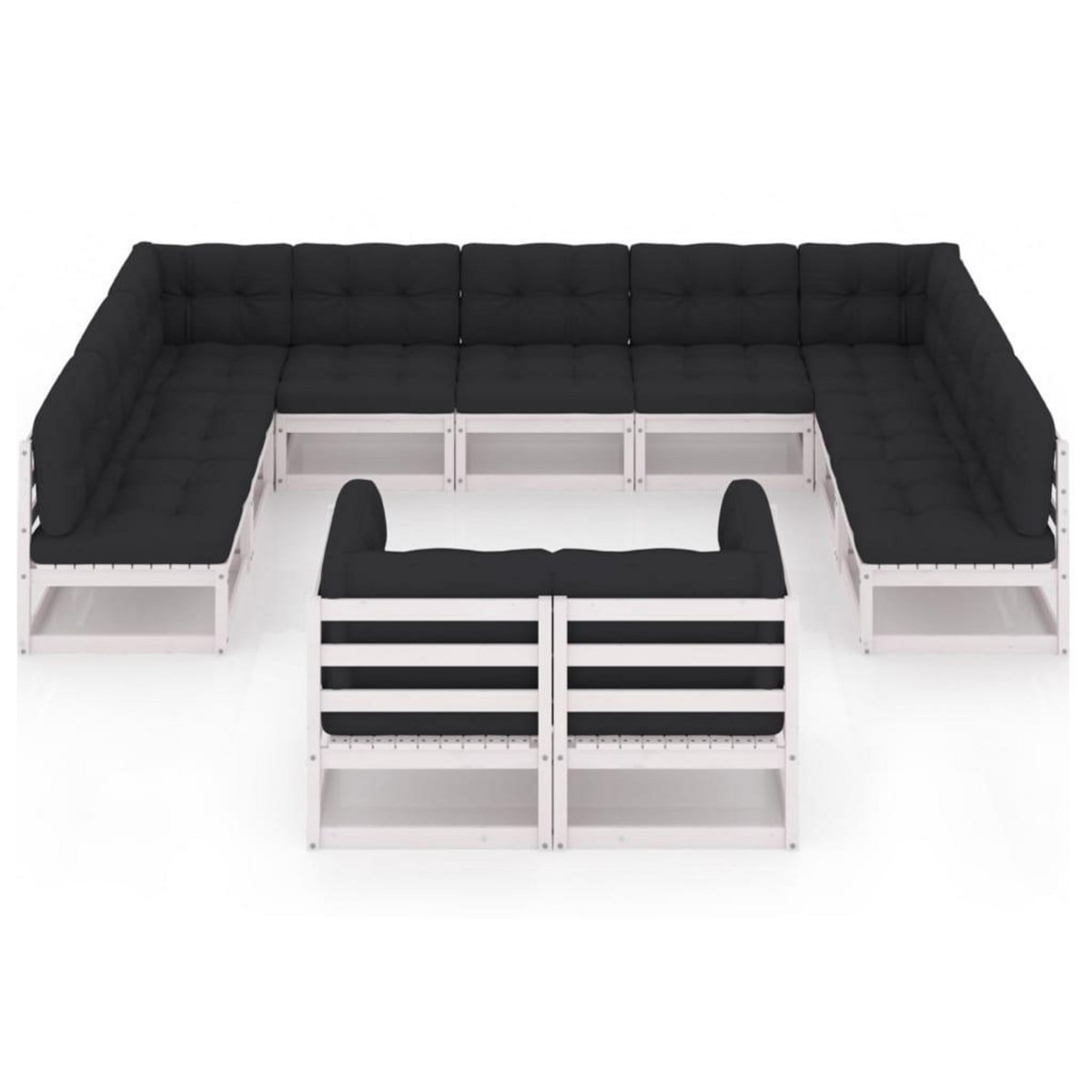 VIDAXL Salon de jardin 11 pcs avec coussins Blanc Bois de pin massif