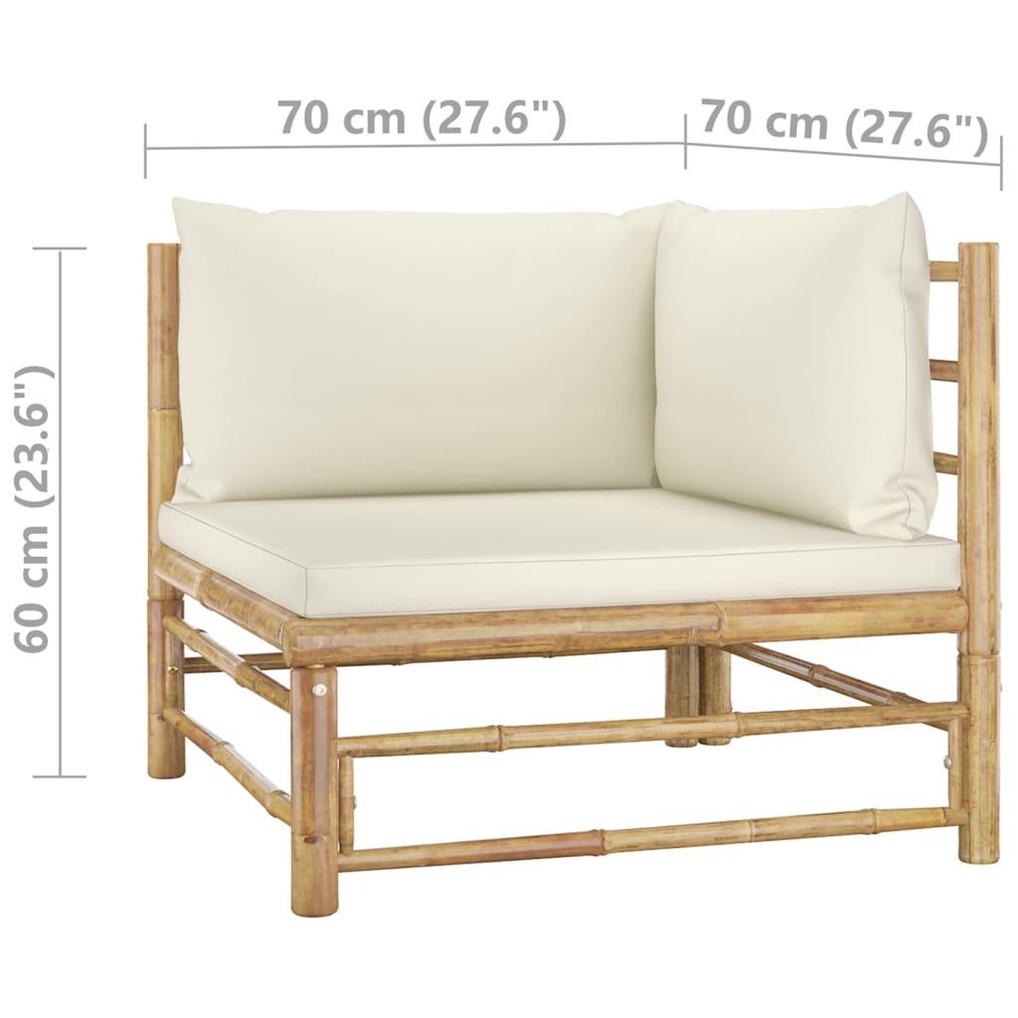 Voir la diapositive 6 : VIDAXL Salon de jardin 3 pcs avec coussins blanc creme bambou