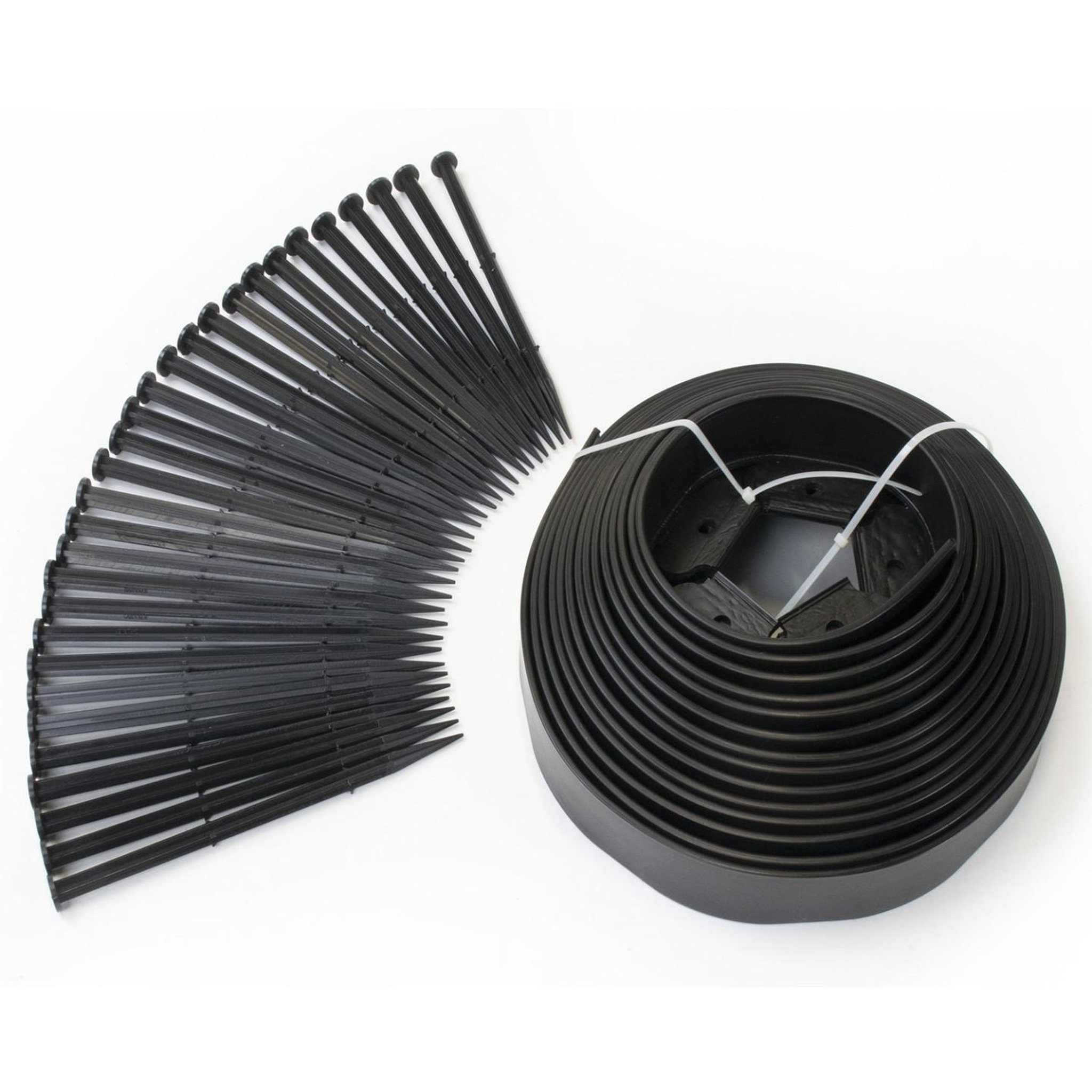 ID MARKET Bordurette de jardin flexible 10 m noire hauteur 5 cm + 30 piquets