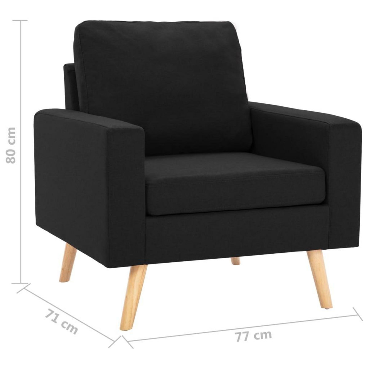 VIDAXL Fauteuil Noir Tissu