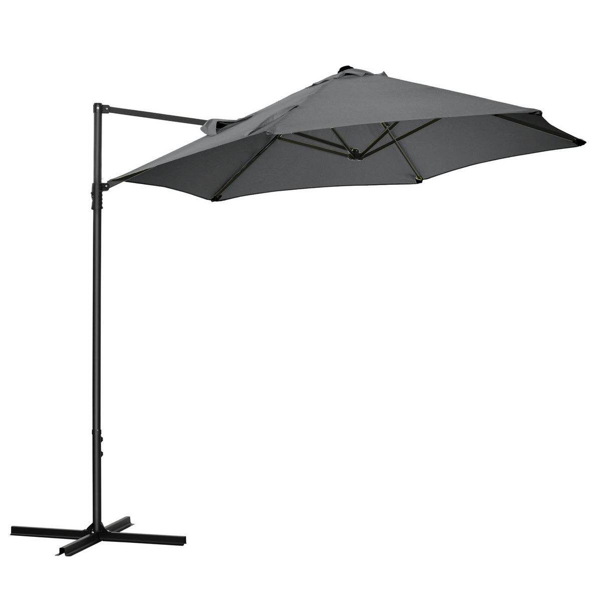OUTSUNNY Parasol déporté octogonal inclinable pivotant Ø 256 cm acier polyester gris anthracite