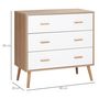 Voir la diapositive 3 : HOMCOM Commode design scandinave sur pieds 3 tiroirs coulissants pieds effilés inclinés panneaux particules blanc aspect bois clair