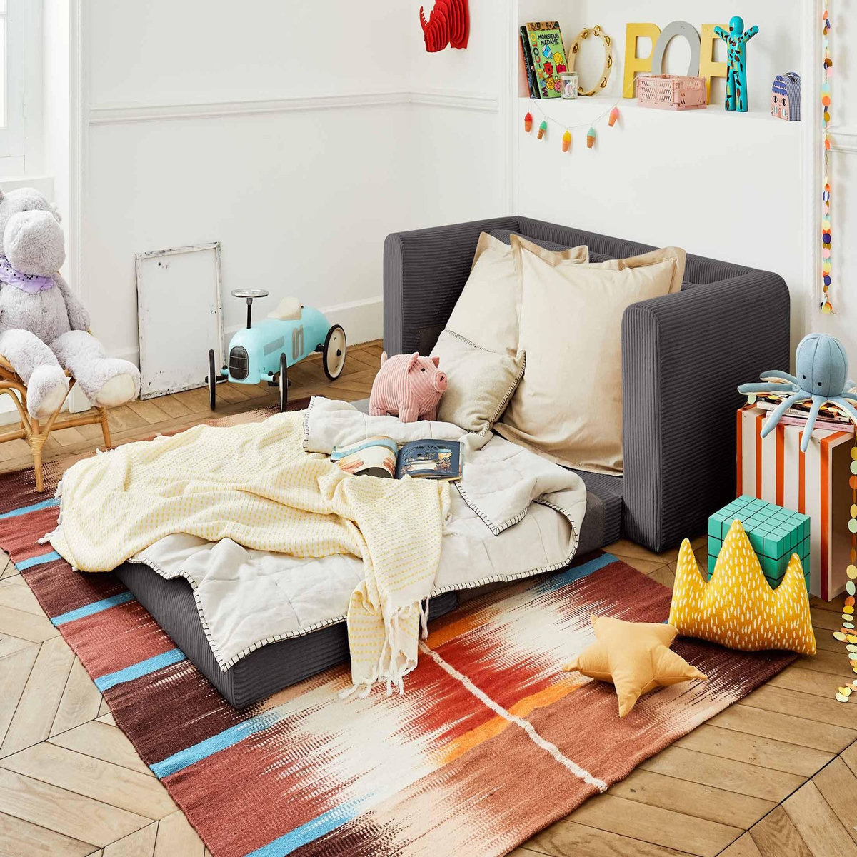 BEST MOBILIER Marilia - canapé 2 places - convertible déplimousse - en velours côtelé