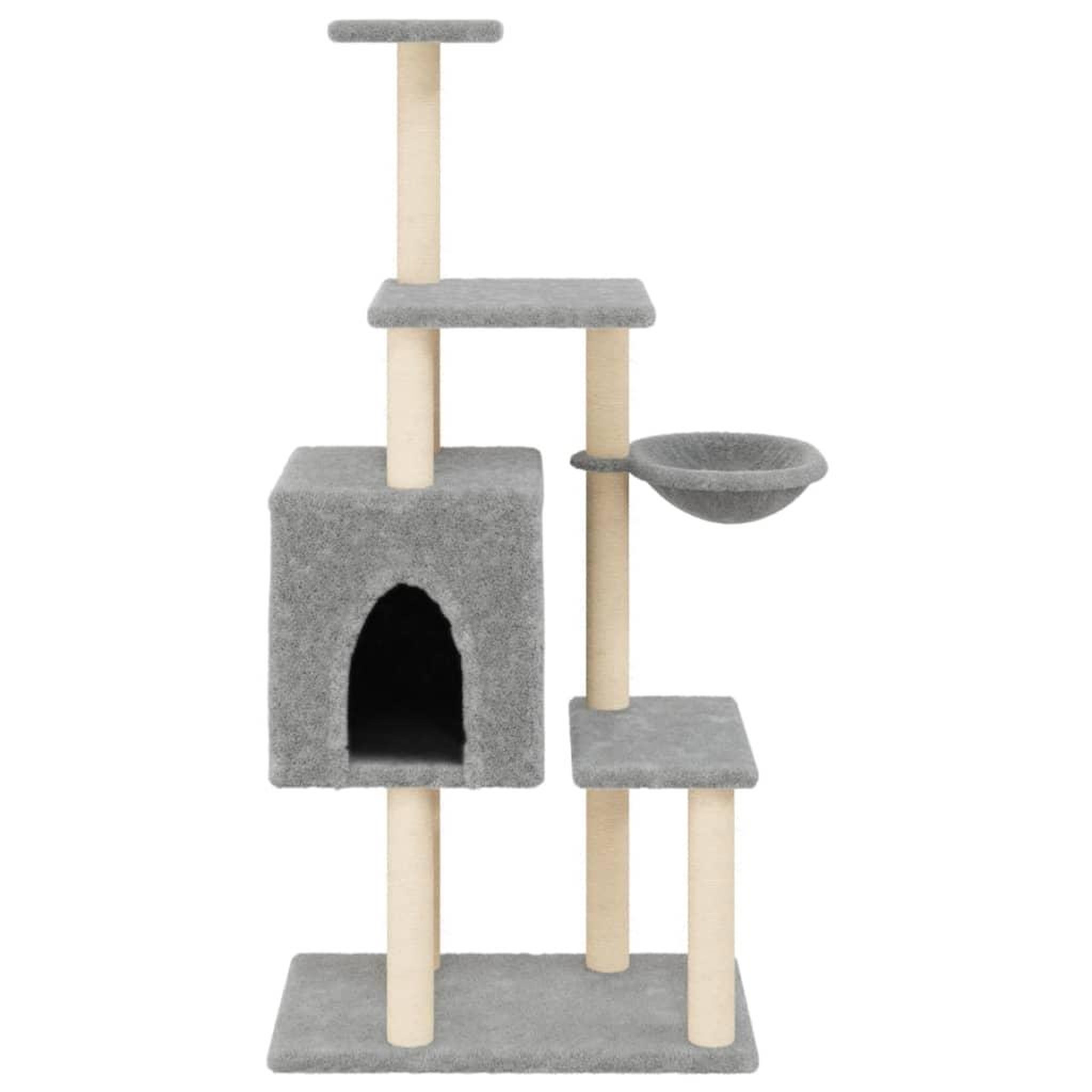 Voir la diapositive 4 : VIDAXL Arbre a chat avec griffoirs en sisal Gris clair 131 cm