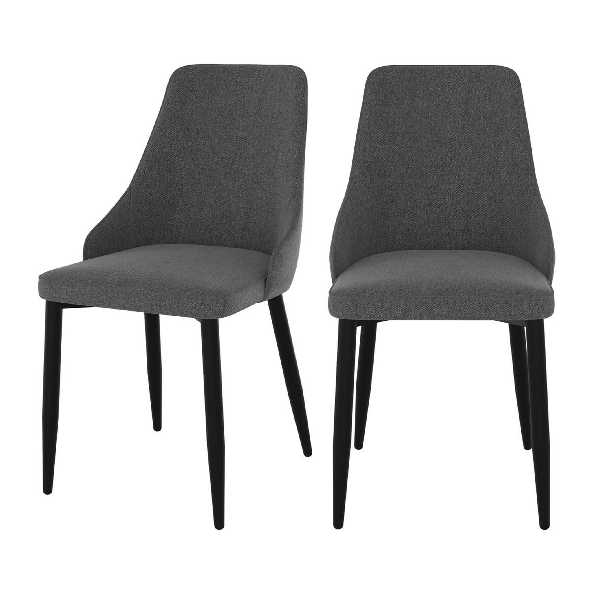 MAISON PAVANE Lot de 2 chaises en tissu gris foncé et pieds en métal-pipo