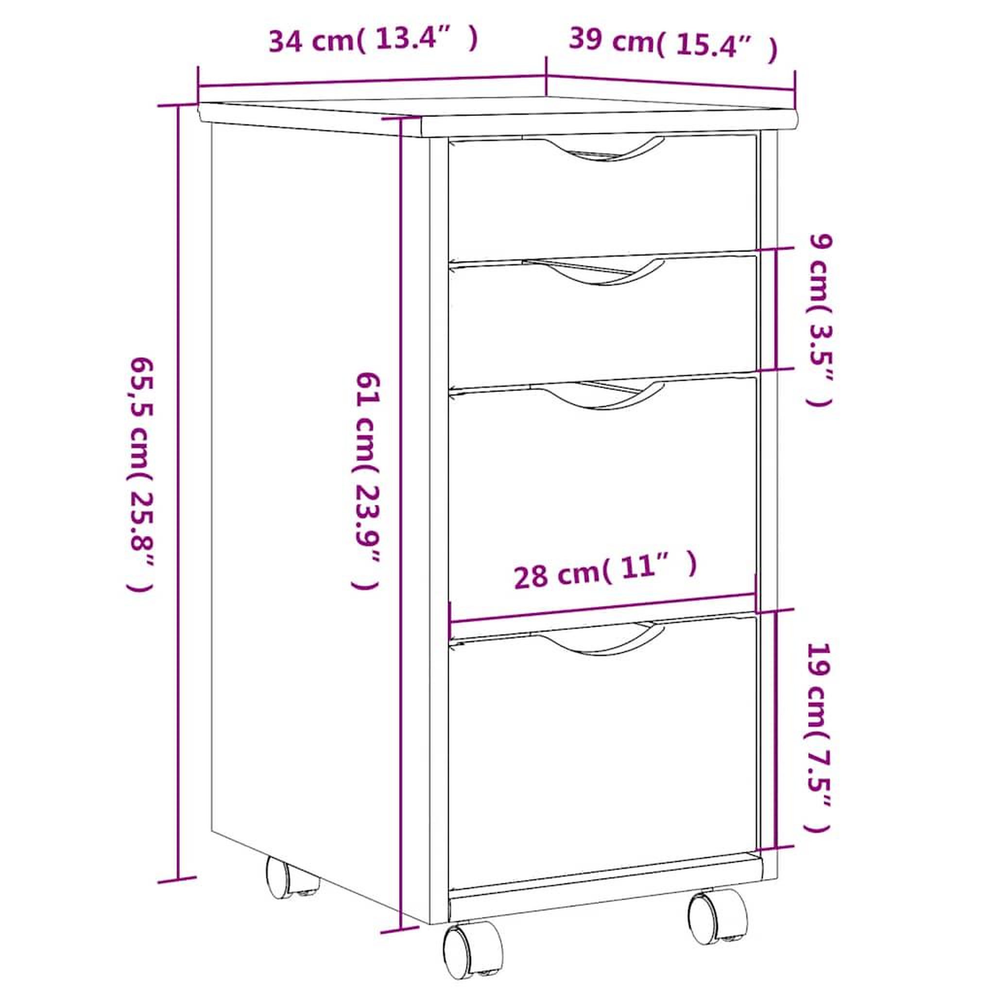 Voir la diapositive 6 : VIDAXL Armoire roulante avec tiroirs MOSS gris bois de pin solide