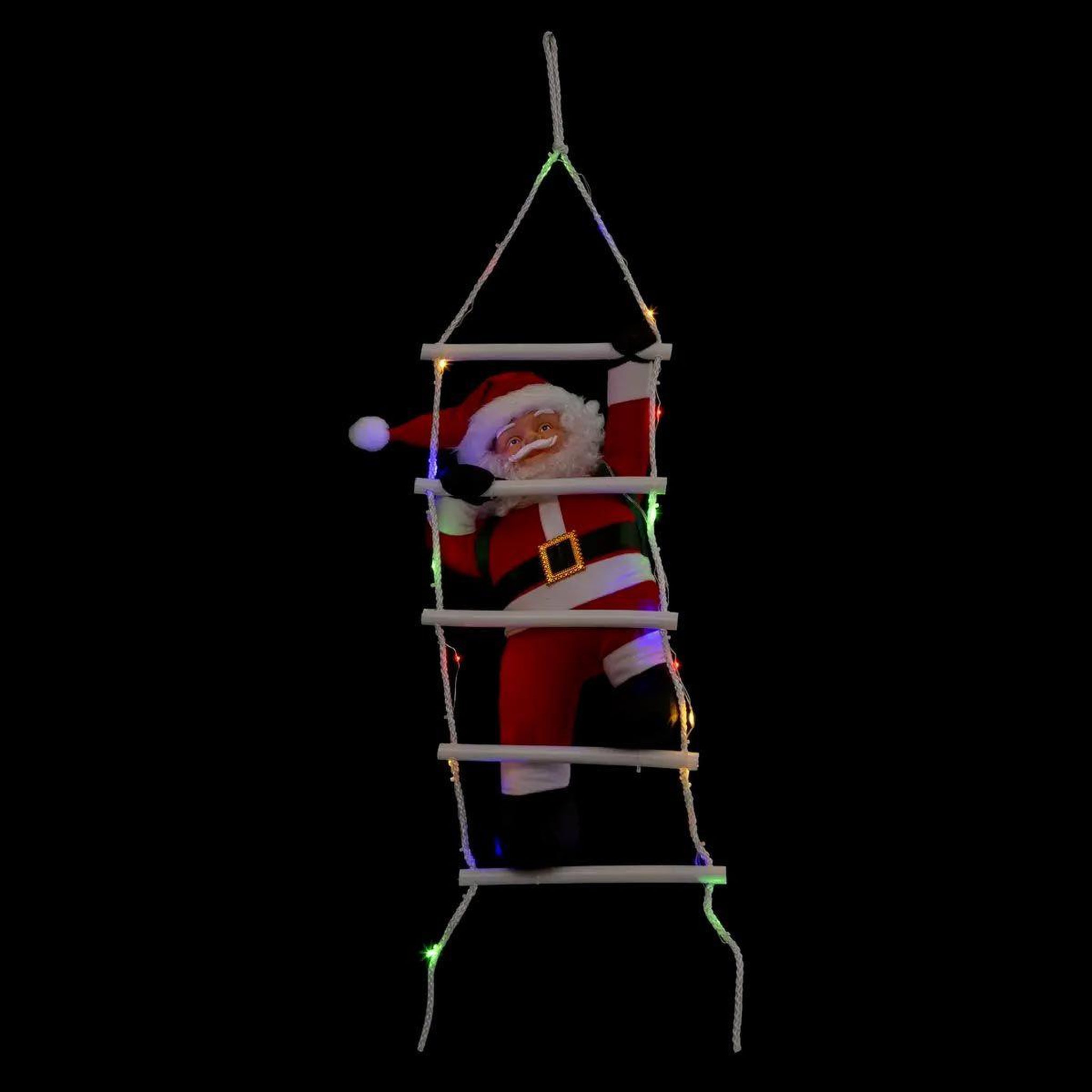 FEERIC LIGHT & CHRISTMAS Père noël grimpeur led  échelle  70cm rouge