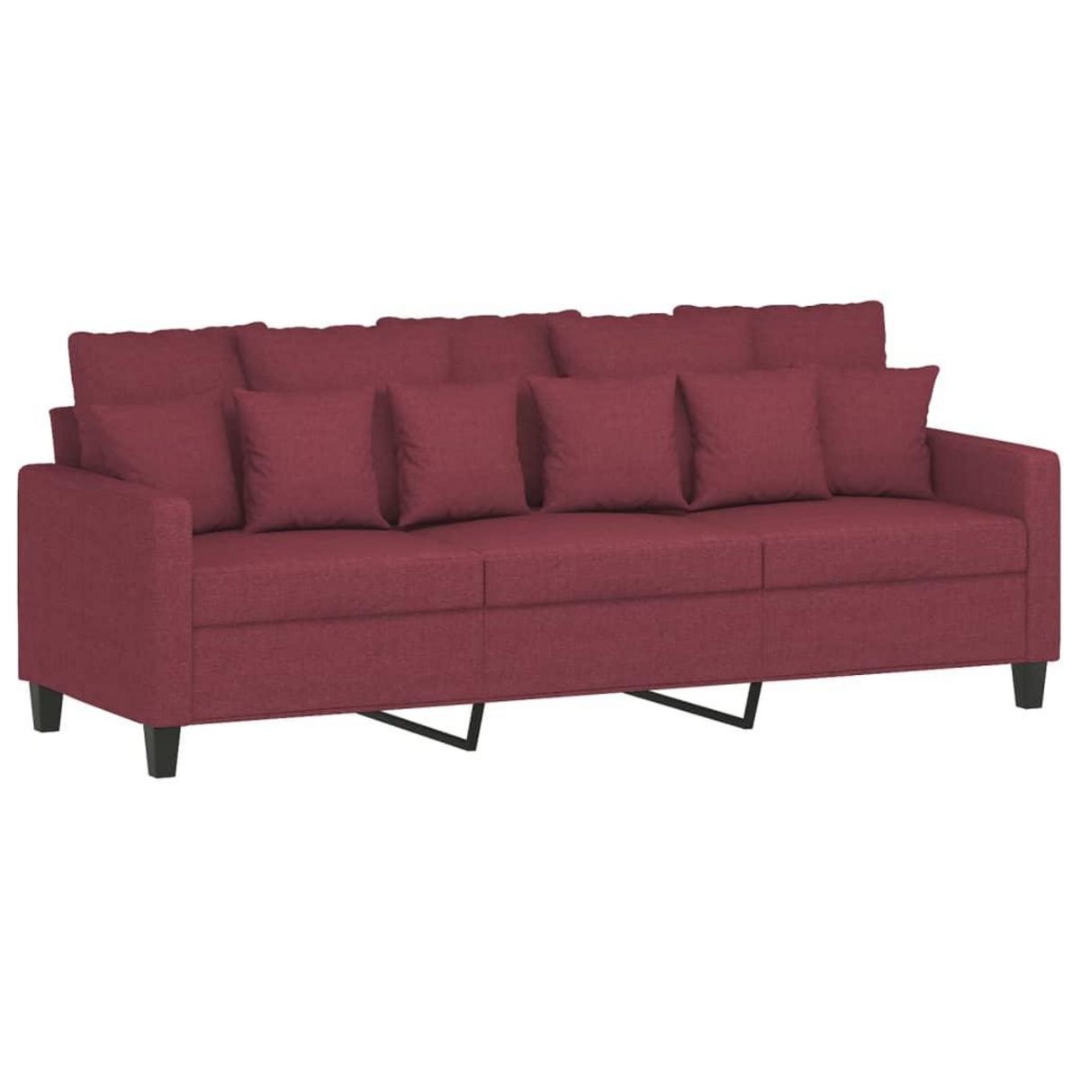 VIDAXL Canape a 3 places Rouge bordeaux 180 cm Tissu