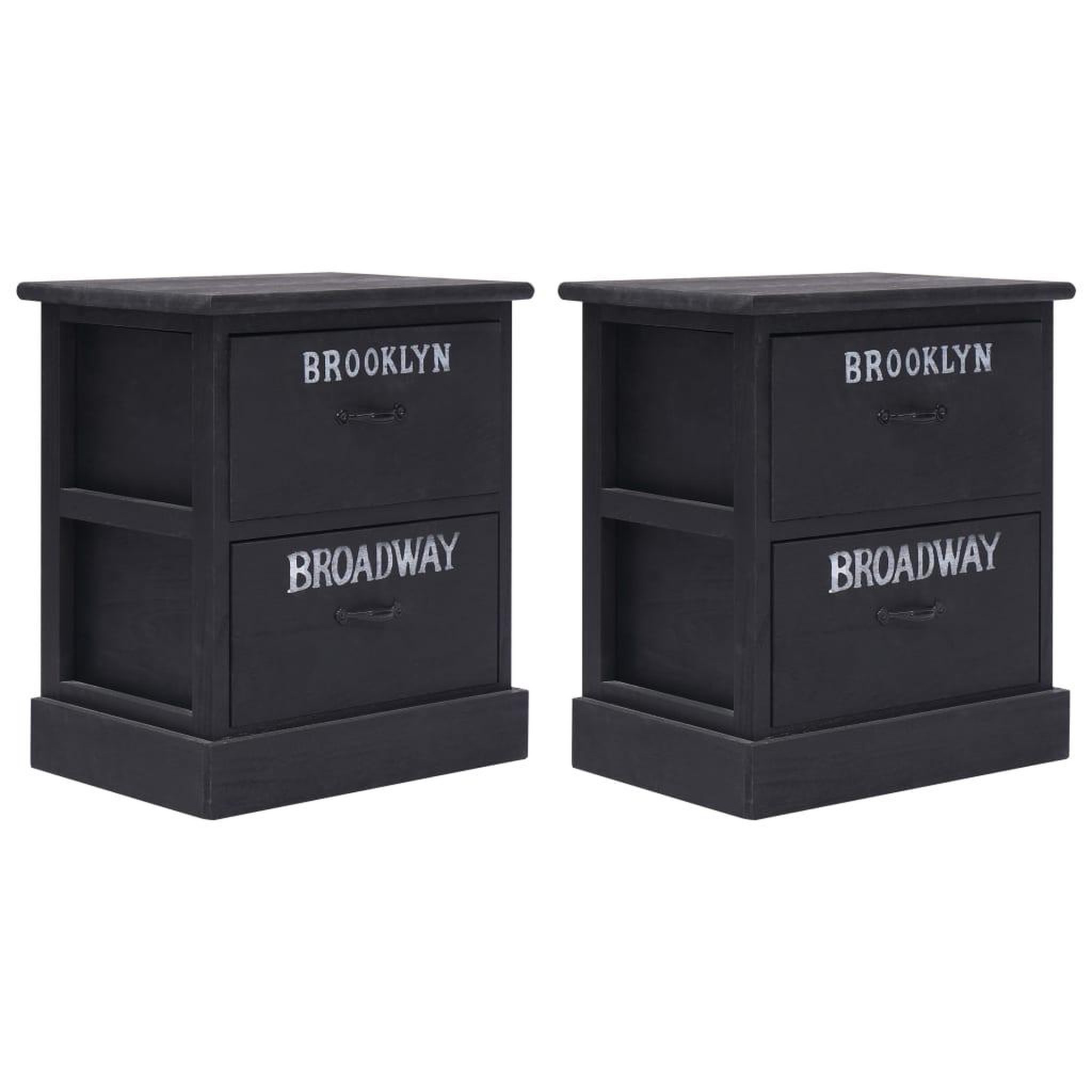 Voir la diapositive 1 : VIDAXL 2 pcs Tables de chevet Noir 38x28x45 cm Bois de Paulownia
