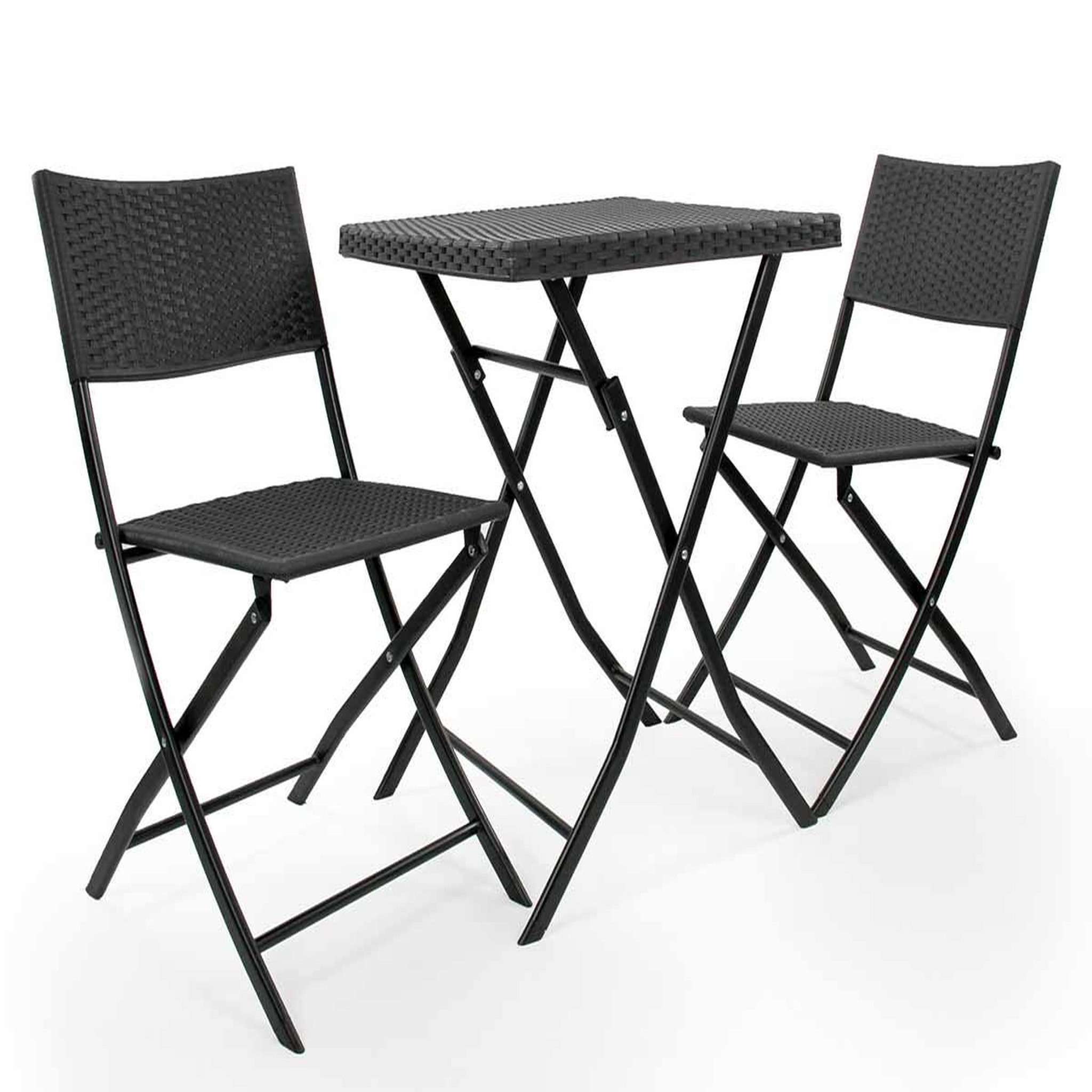 JARDIDECO Salon de jardin en résine tressée Oruro 2 places Anthracite - Jardideco
