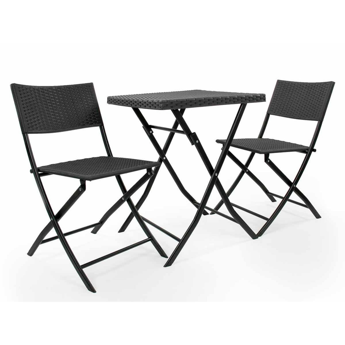 JARDIDECO Salon de jardin en résine tressée Oruro 2 places Anthracite - Jardideco