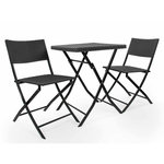 JARDIDECO Salon de jardin en résine tressée Oruro 2 places Anthracite - Jardideco