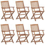 Voir la diapositive 2 : VIDAXL Chaises pliables de jardin lot de 6 avec coussins Bois d'acacia