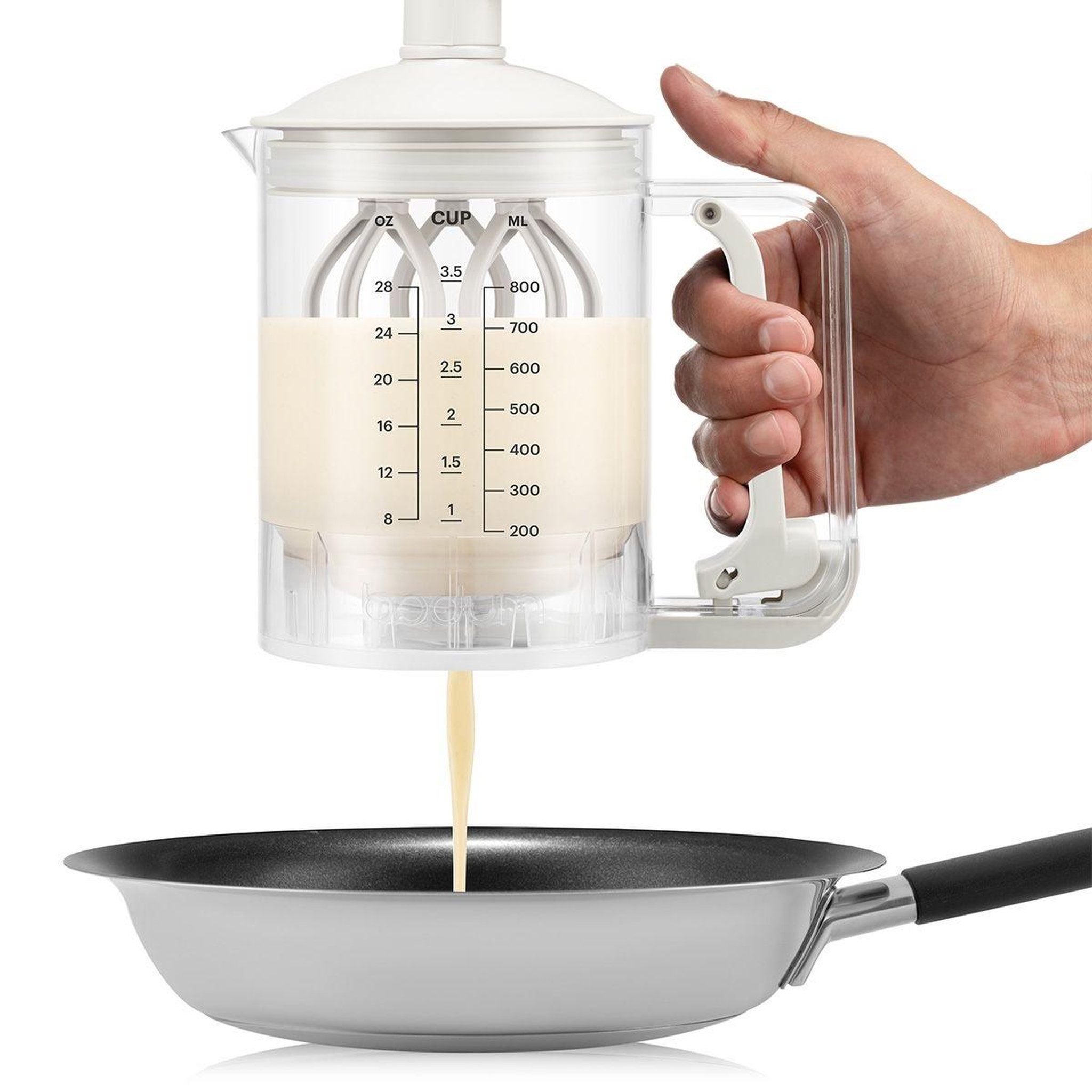 Voir la diapositive 6 : Bodum Distributeur et mélangeur de pâte à crêpes blanc - 12108-913