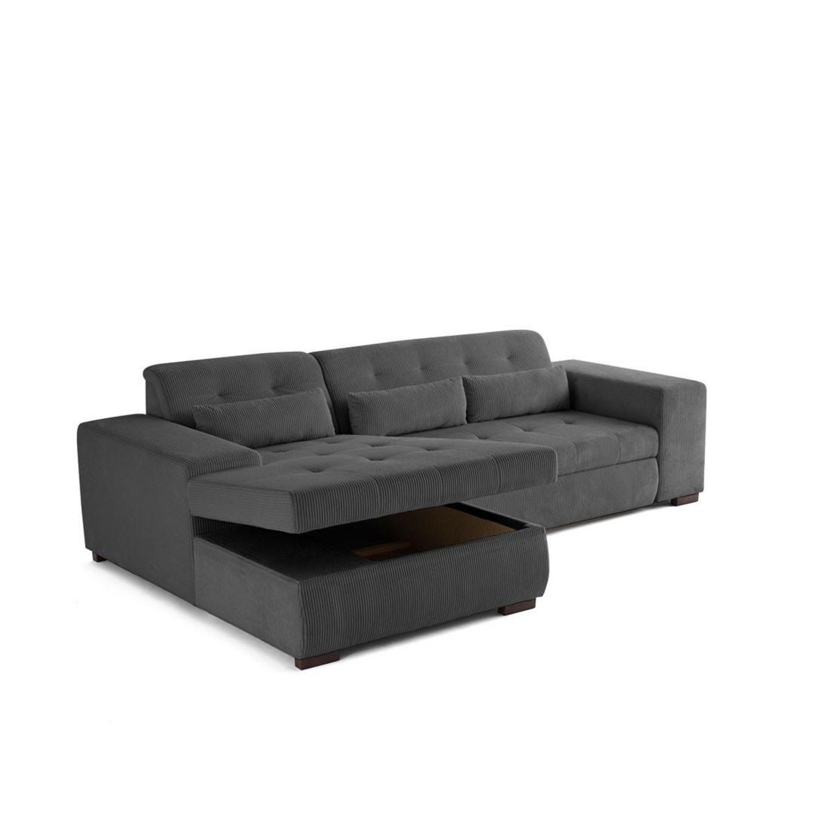 LISA DESIGN Vermont - canapé d'angle gauche - 4 places - convertible avec coffre - en velours côtelé