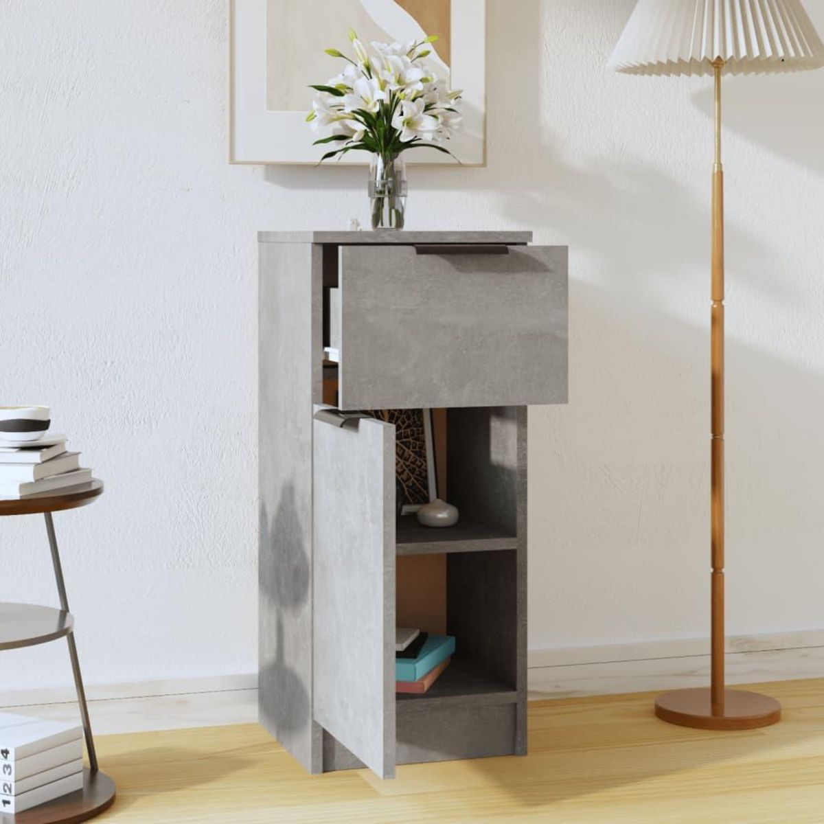 VIDAXL Buffet Gris beton 30x30x70 cm Bois d'ingenierie