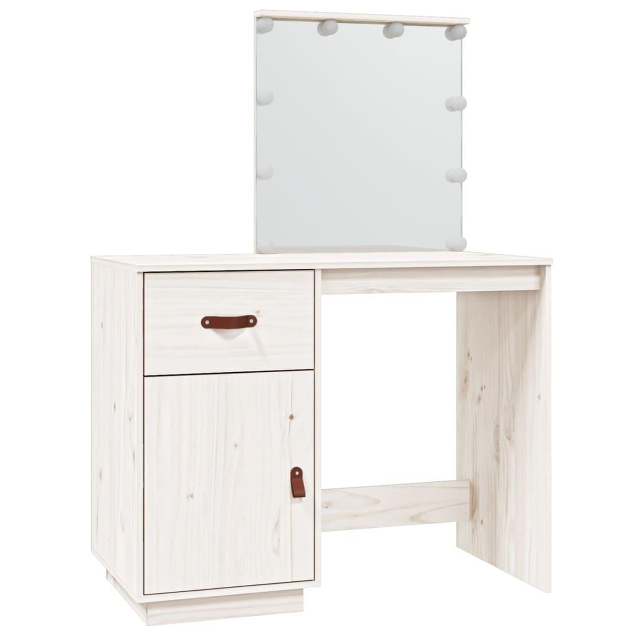 Voir la diapositive 2 : VIDAXL Coiffeuse avec LED Blanc 95x50x133,5 cm Bois de pin massif