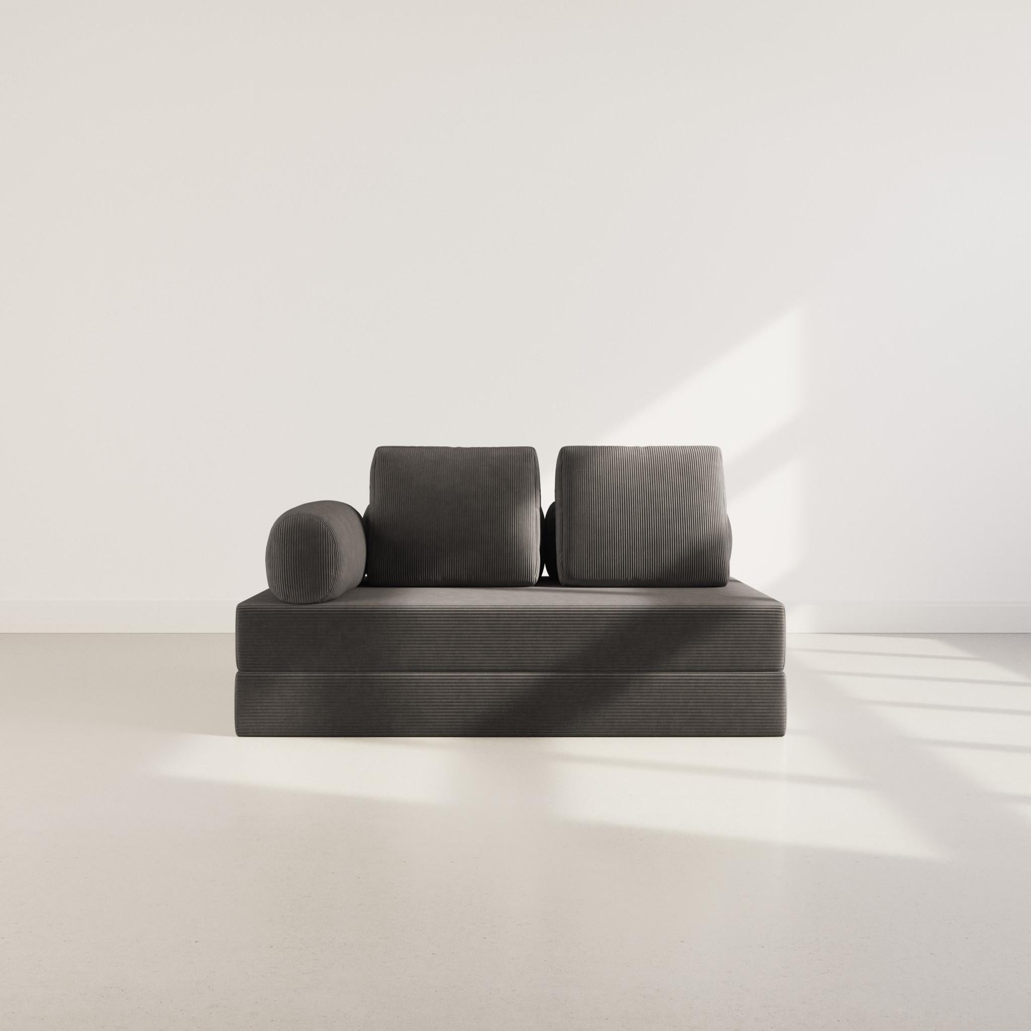 Voir la diapositive 2 : LISA DESIGN Lonny - canapé 3 places convertible en velours côtelé